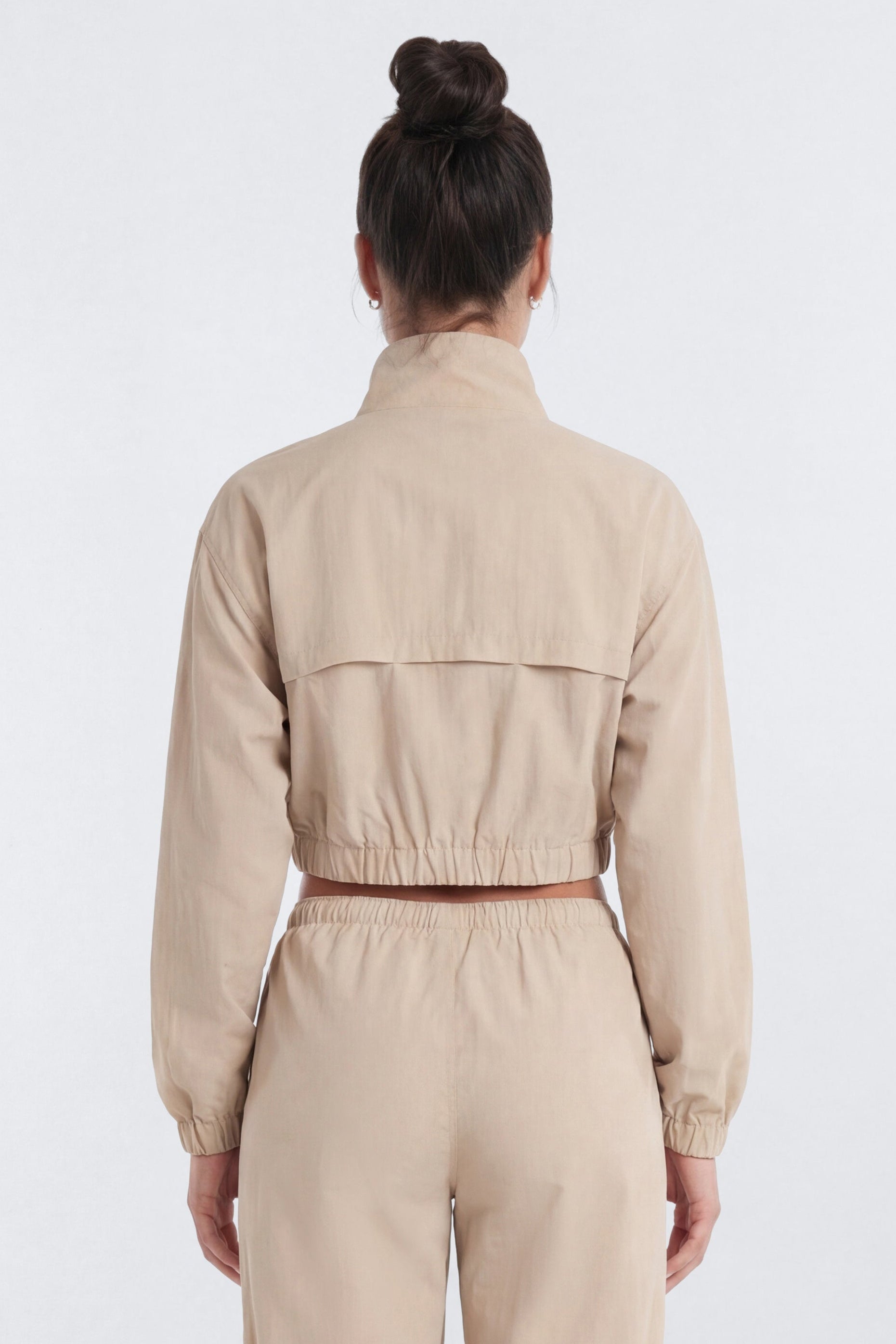 CoreNylon Cropped Windbreaker Sports Jacket - Taupe
