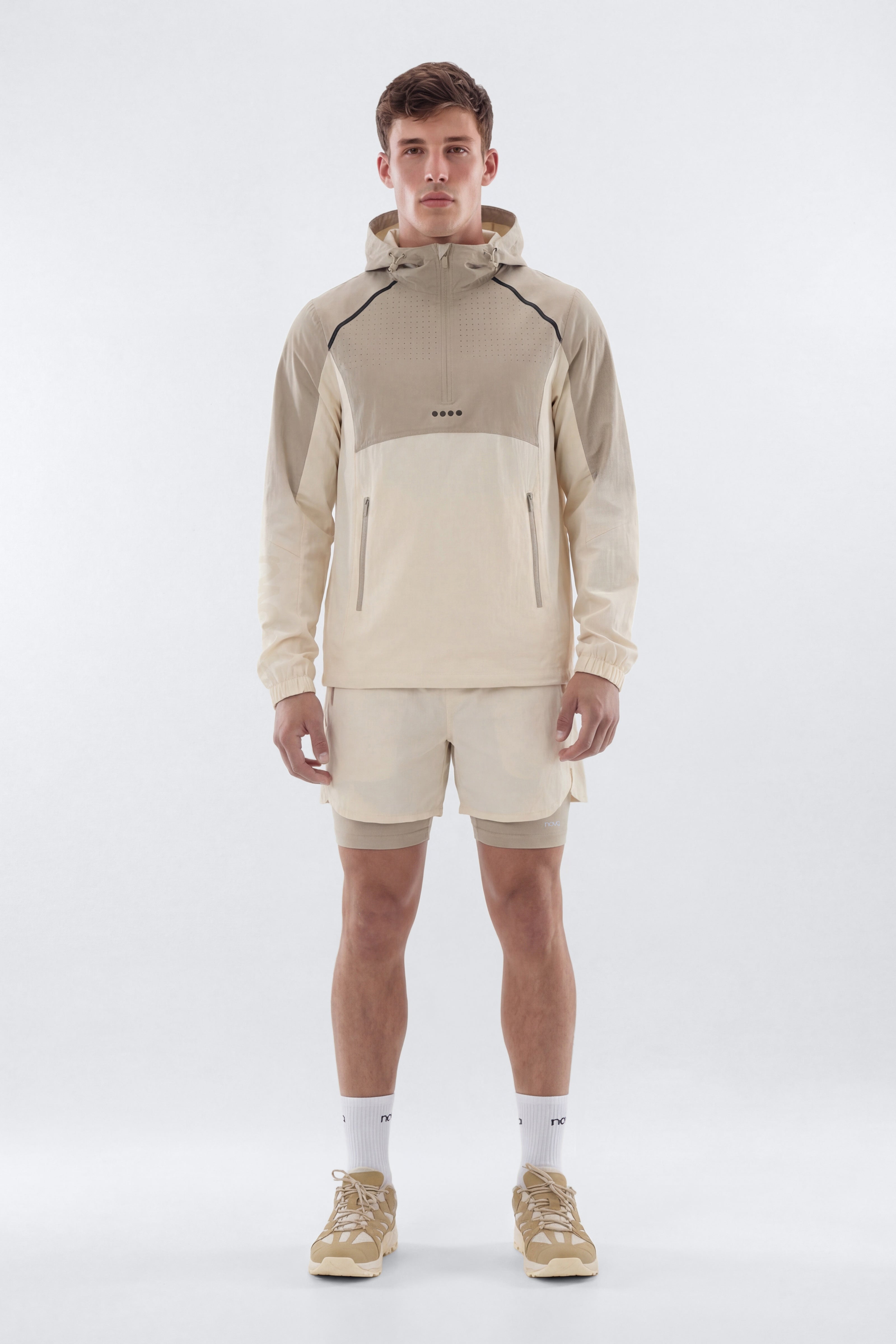 ProRipStop Half Zip Ombre Hooded Jacket - Cream/combo