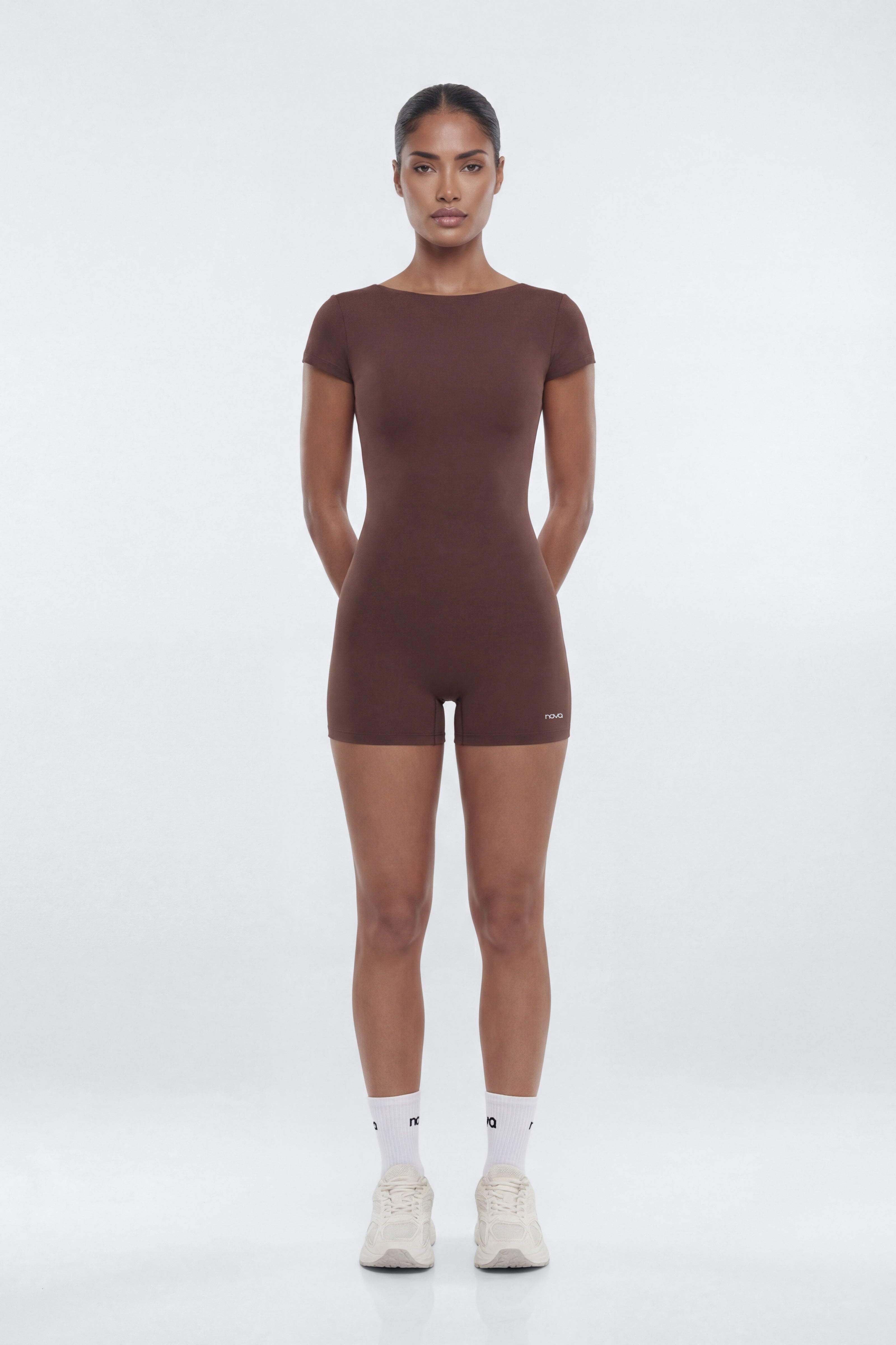 ProStretch™ 3″ Low Back Romper - Brown