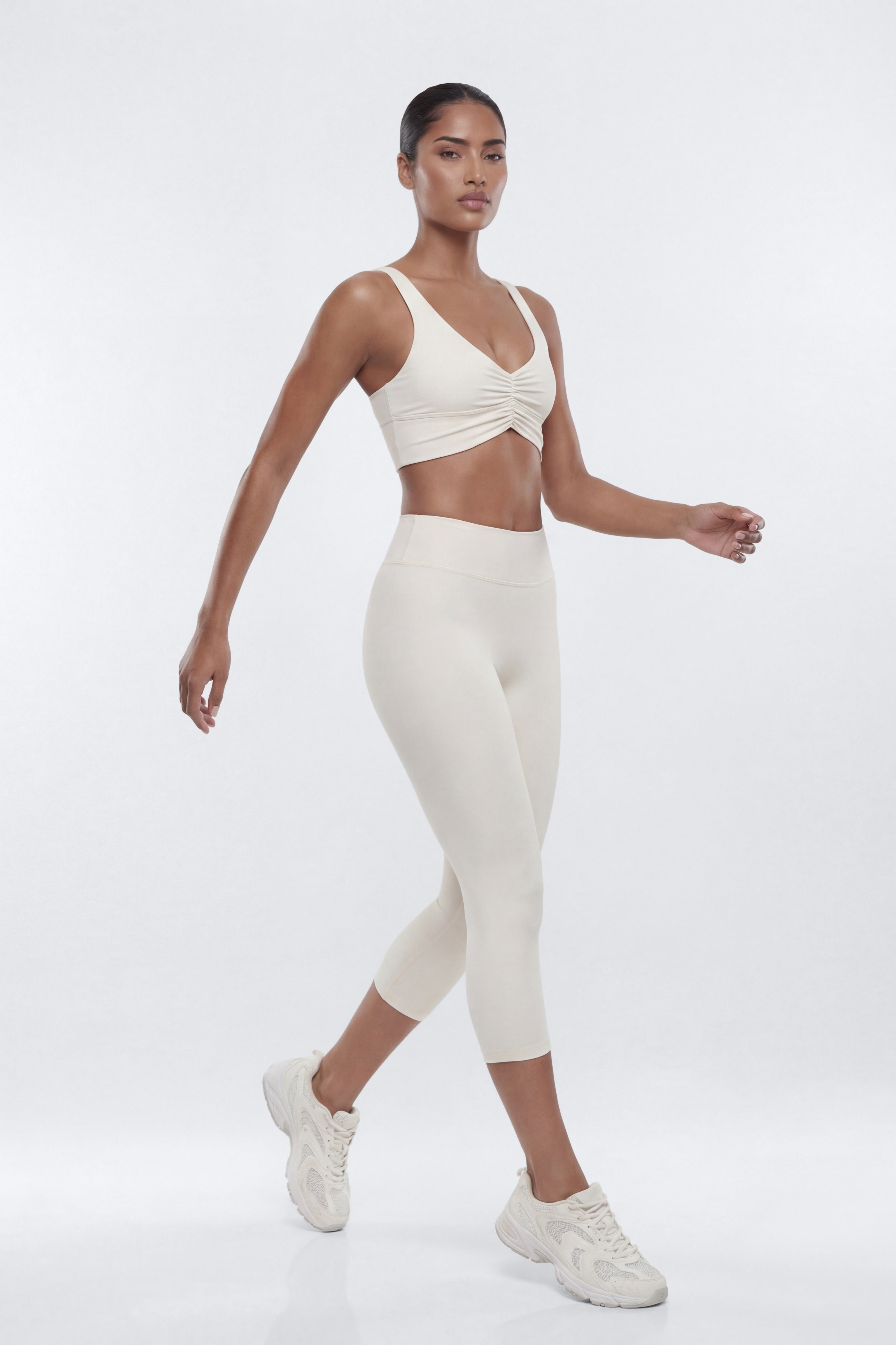 CloudForm™ 18″ Midrise Capri Legging - Beige