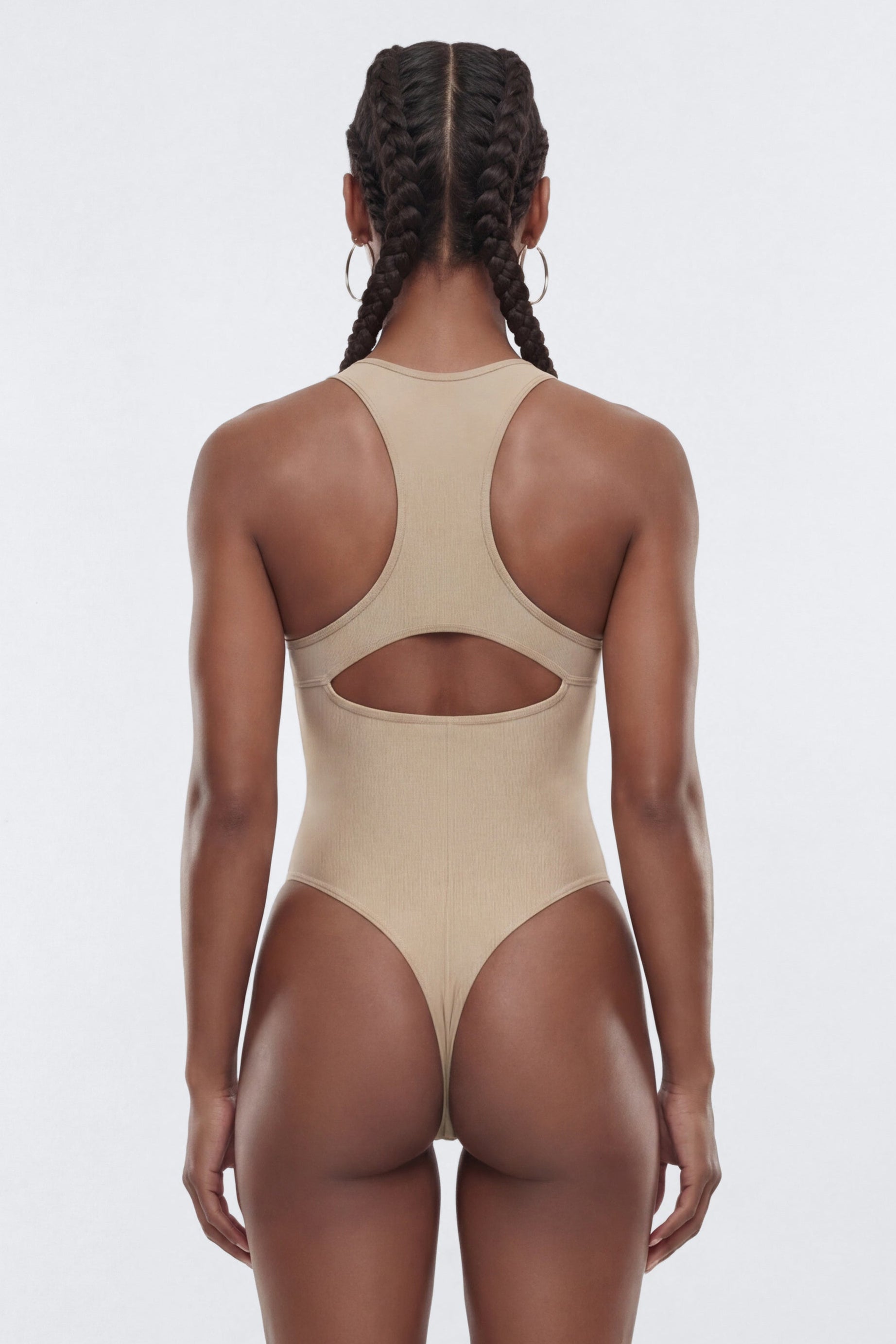 AirSculpt™ Cut Out Sports Bodysuit - Taupe/combo