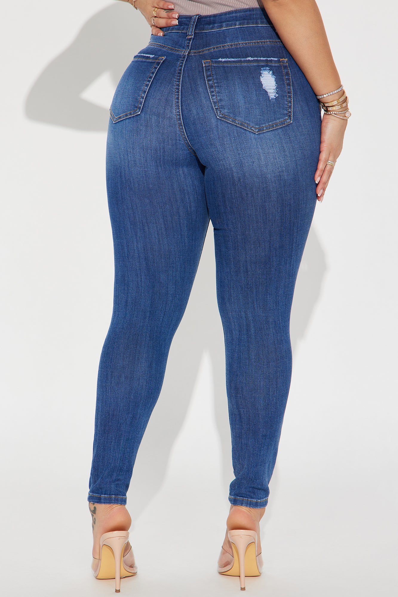 Tall Higher Frequency Stretch Ripped Skinny Jeans - Medium Wash image 8