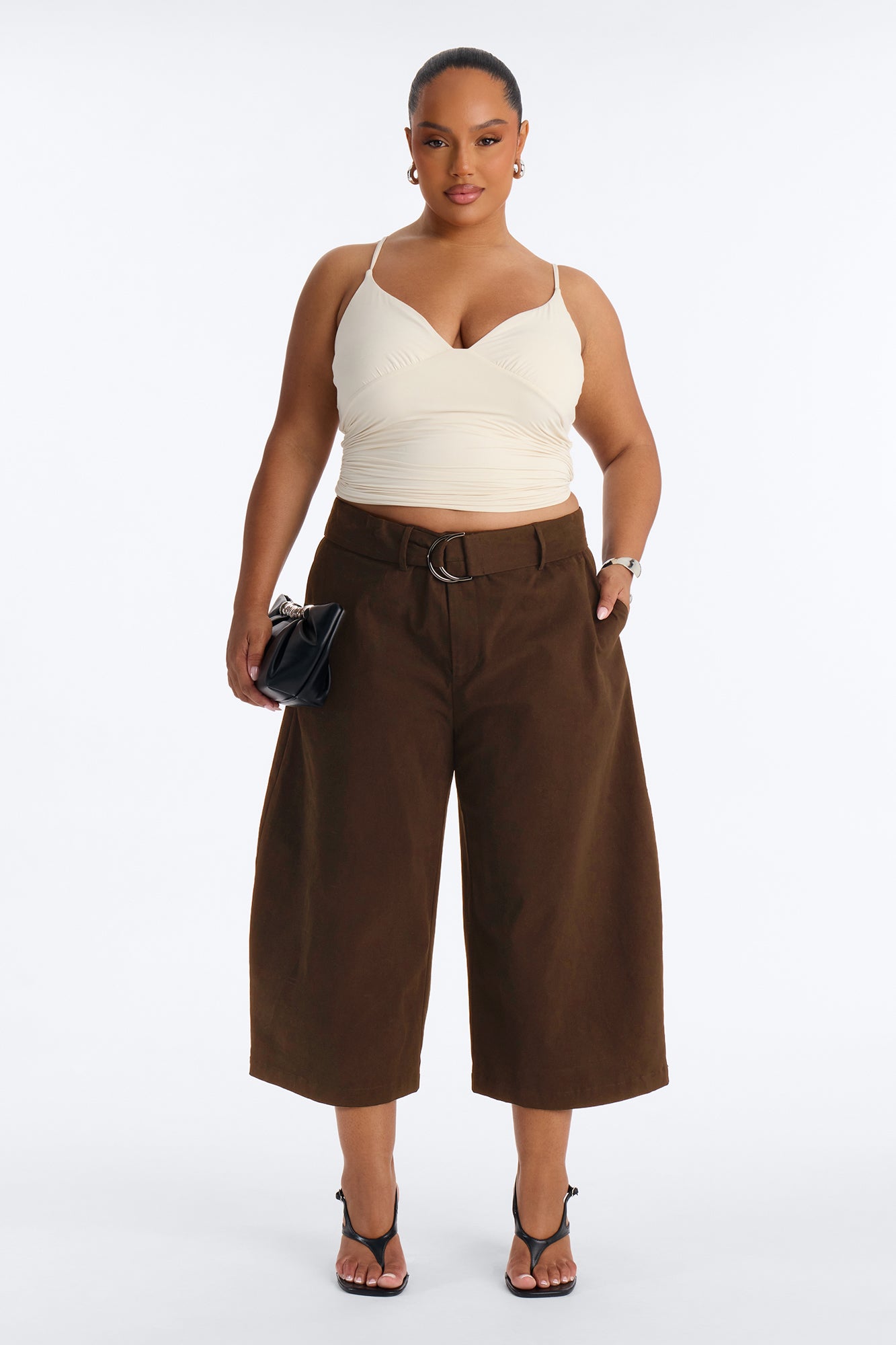 Charity Mid Rise Culotte Barrel Leg Pant - Coco