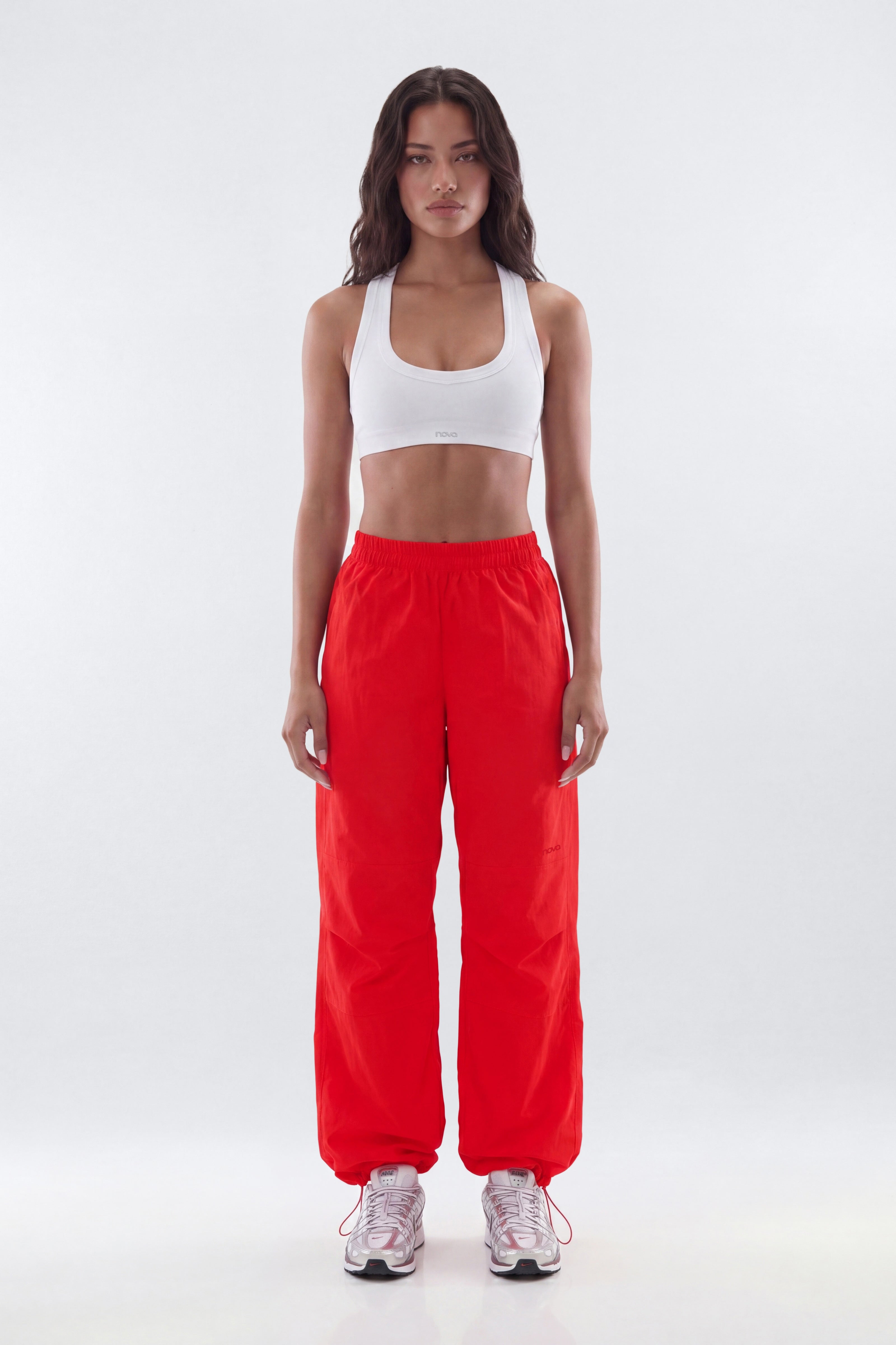 CoreNylon 32″ Wide Leg Track Pant - Red