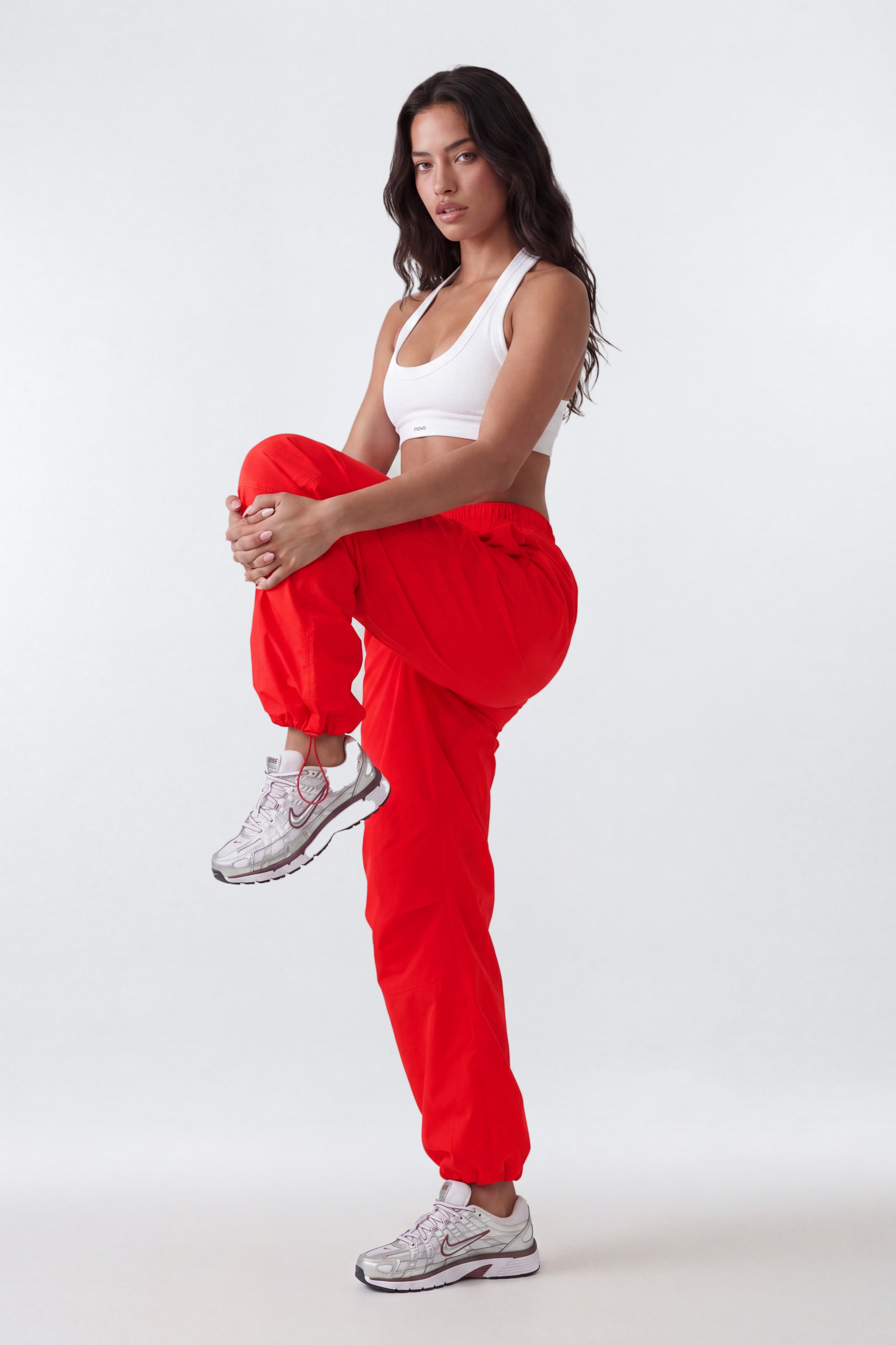 CoreNylon 32″ Wide Leg Track Pant - Red