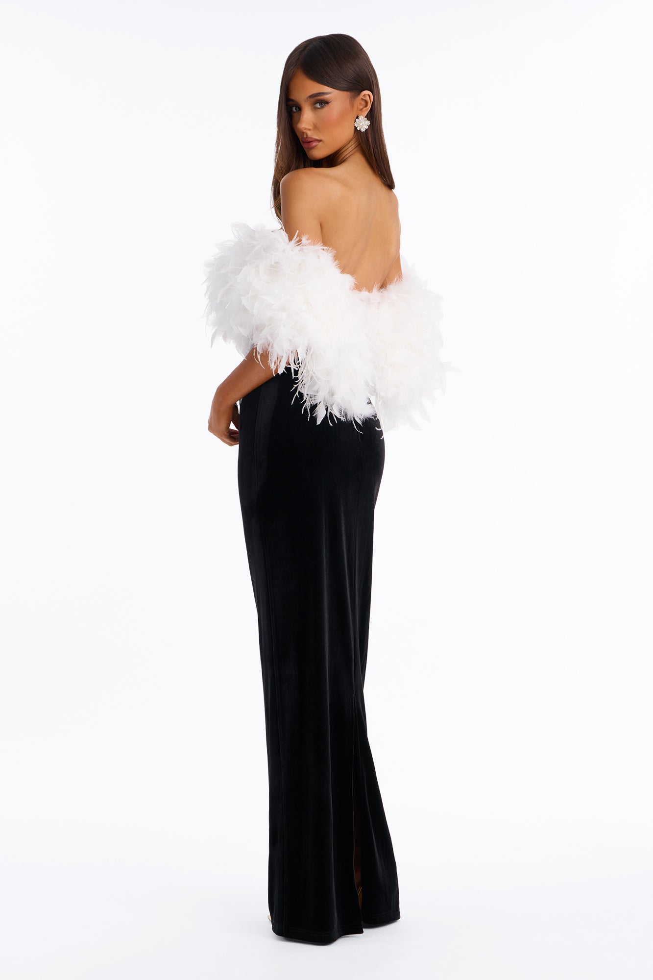 Delilah Feathered Gown - Black