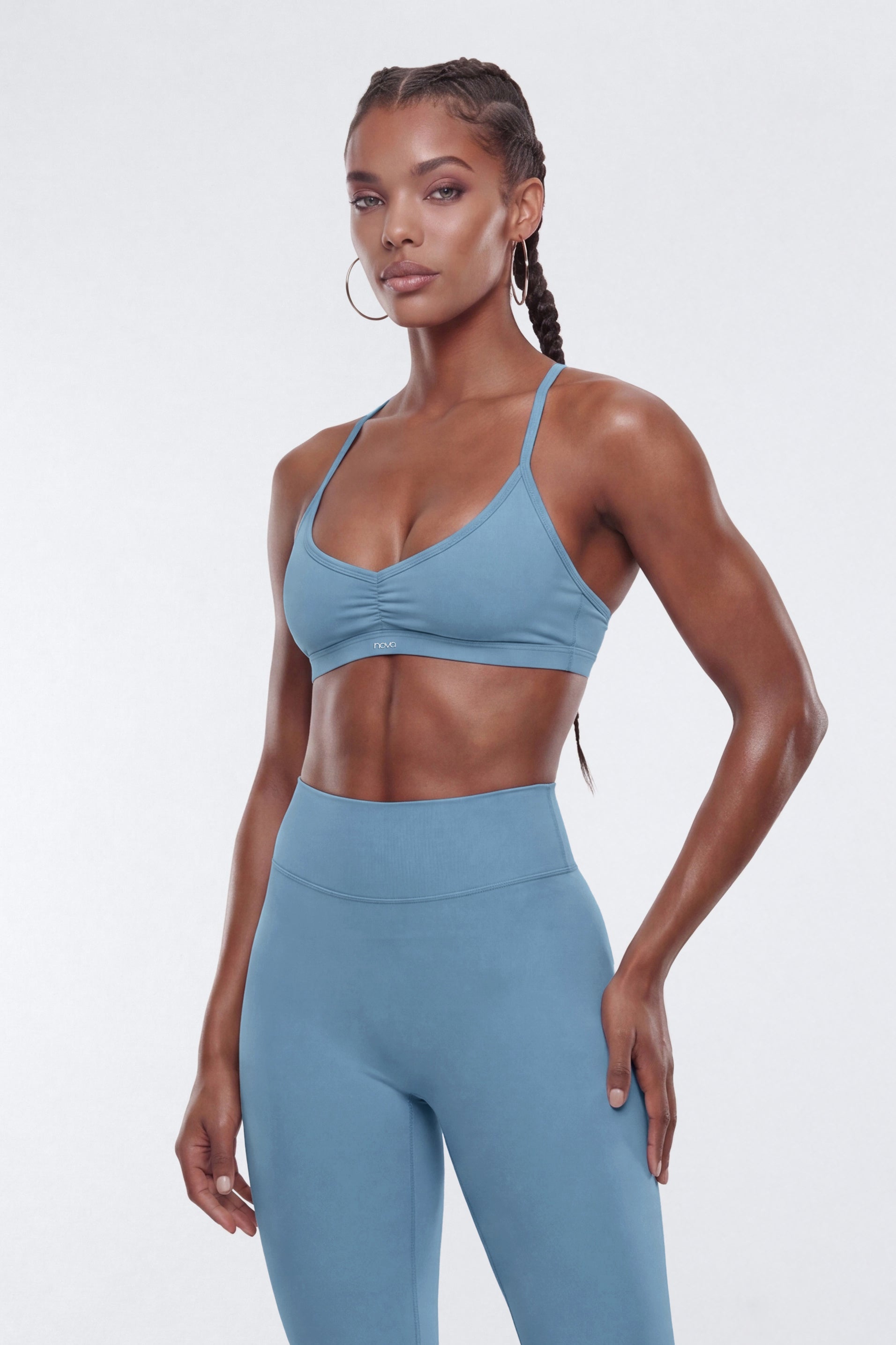 ProStretch™ Adjustable Strap Back Sports Bra - Soft Indigo
