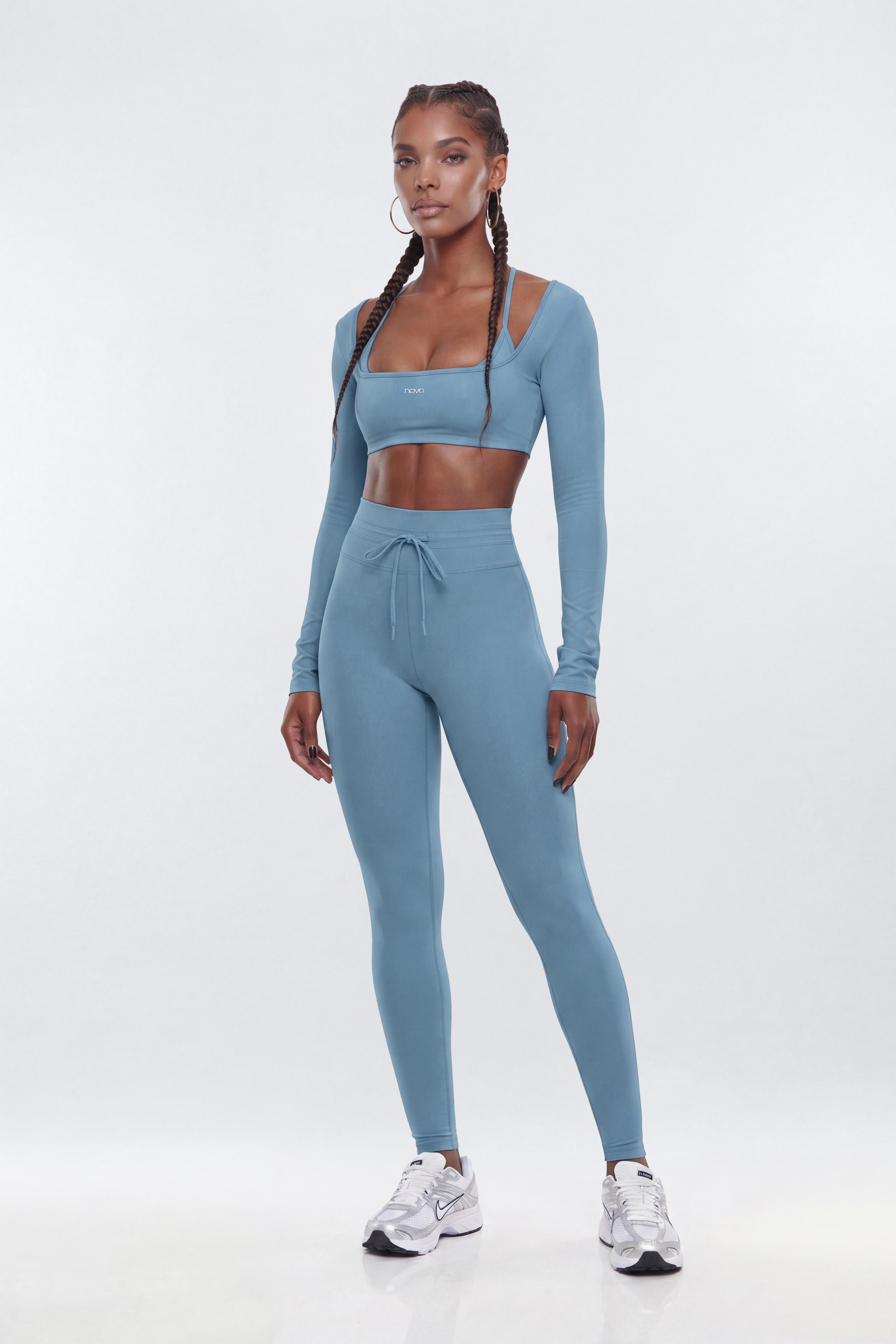 ProStretch™ 27″ High Rise Drawstring Legging - Soft Indigo