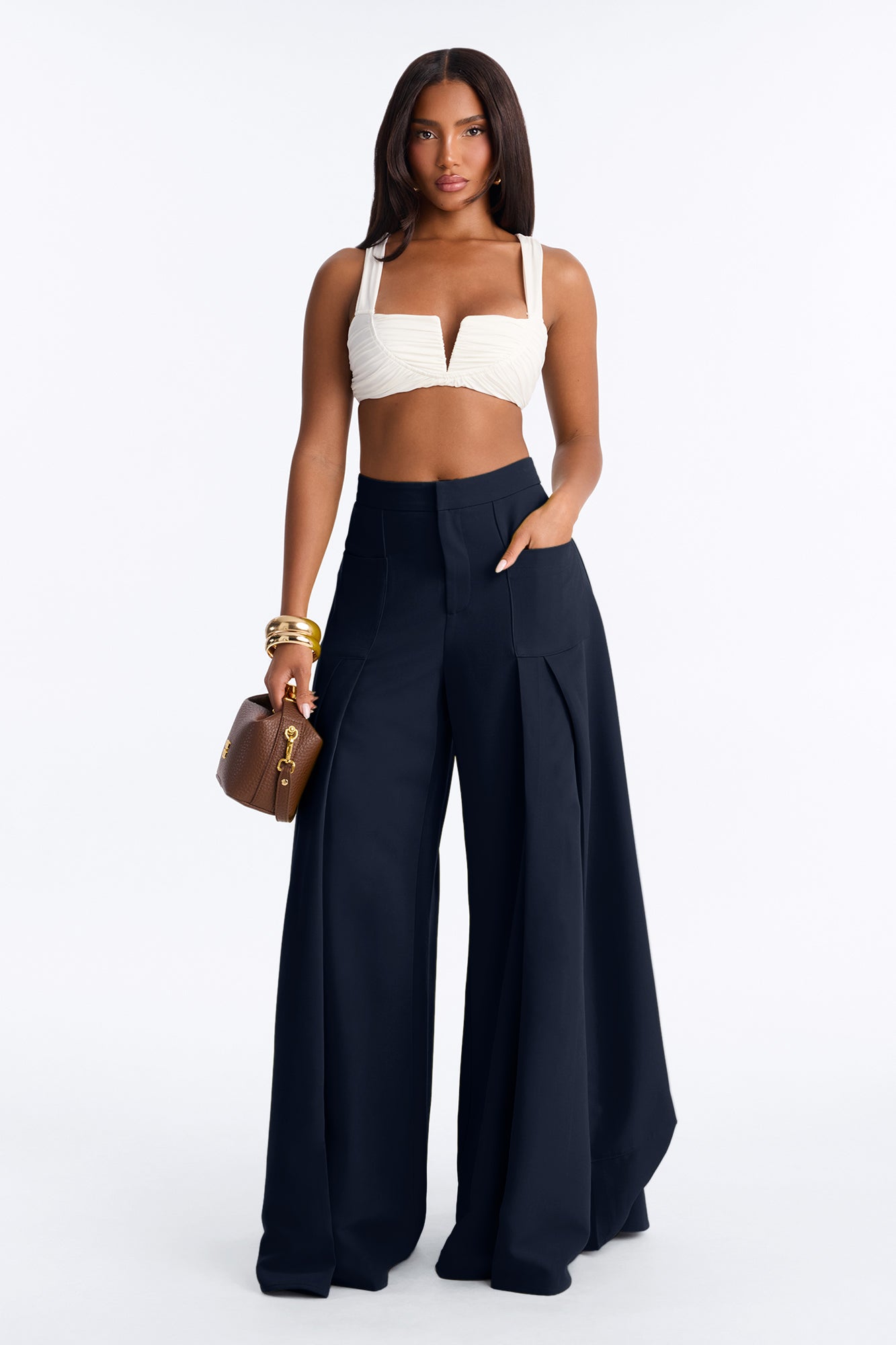 Stand Out Super Wide Pleated Trouser - Navy