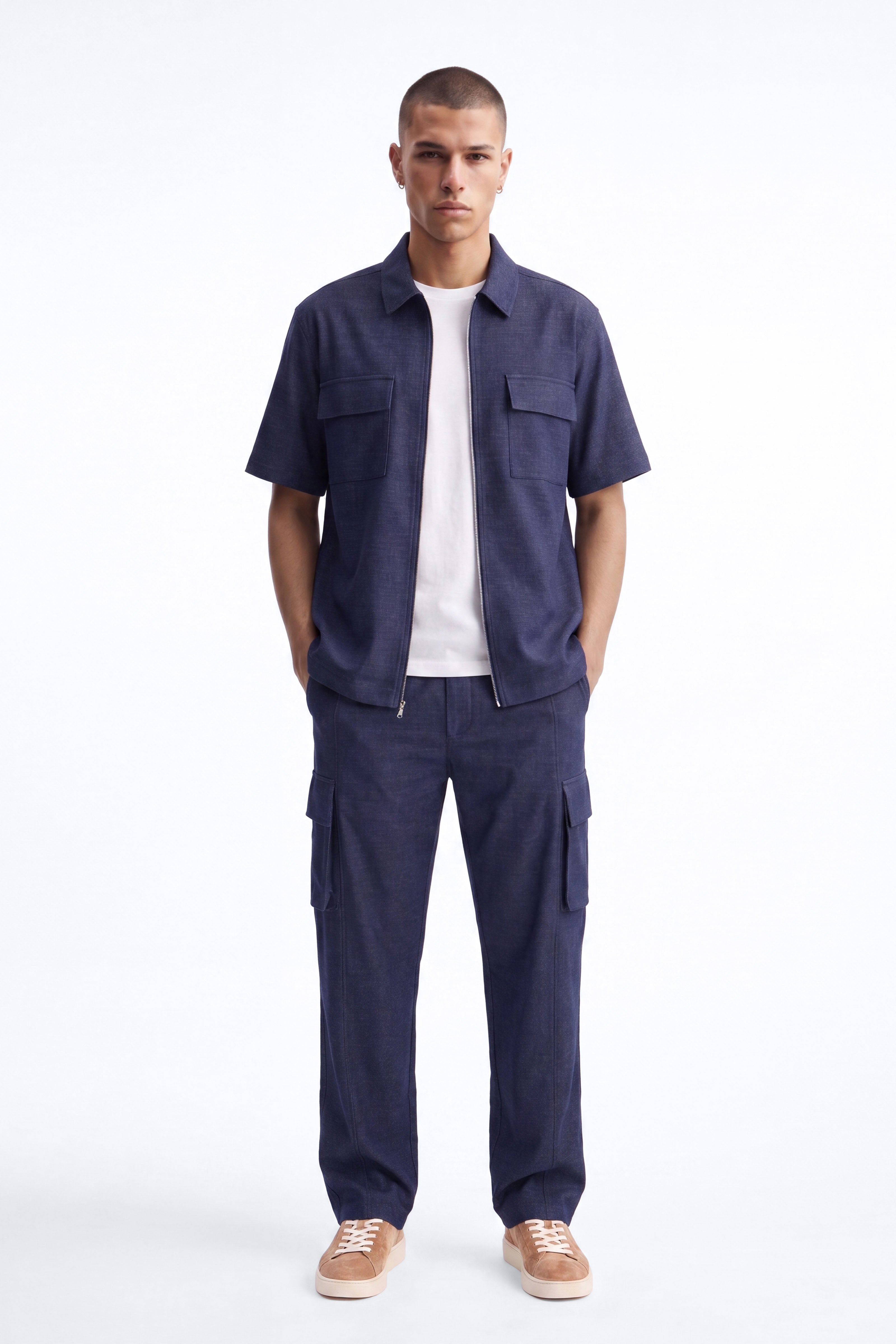 Moderne Cargo Full Zip Shirt - Navy