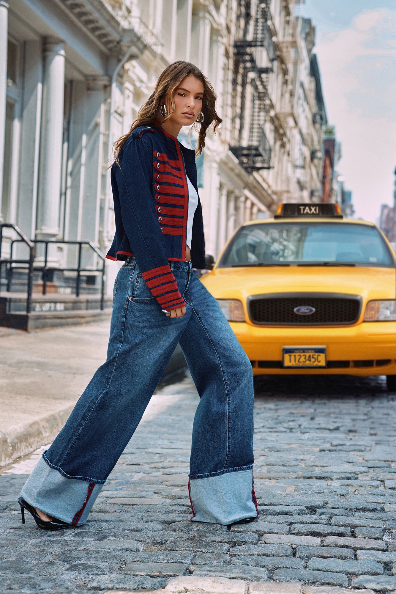 Cuffing Season Premium Turn Up Wide Leg Jeans - Dark Wash image 9