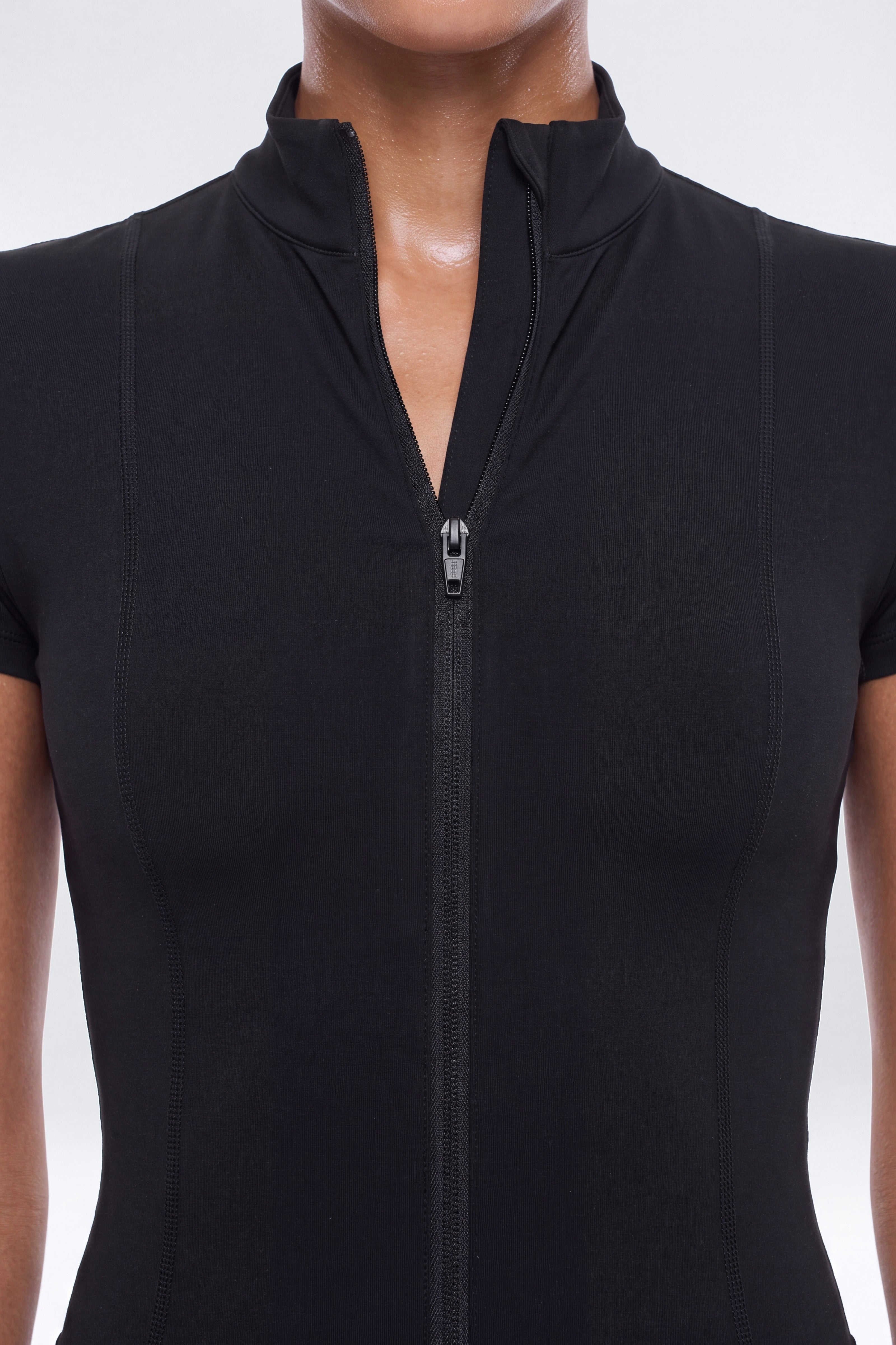 CloudForm™ 5″ Short Sleeve Active Romper - Black