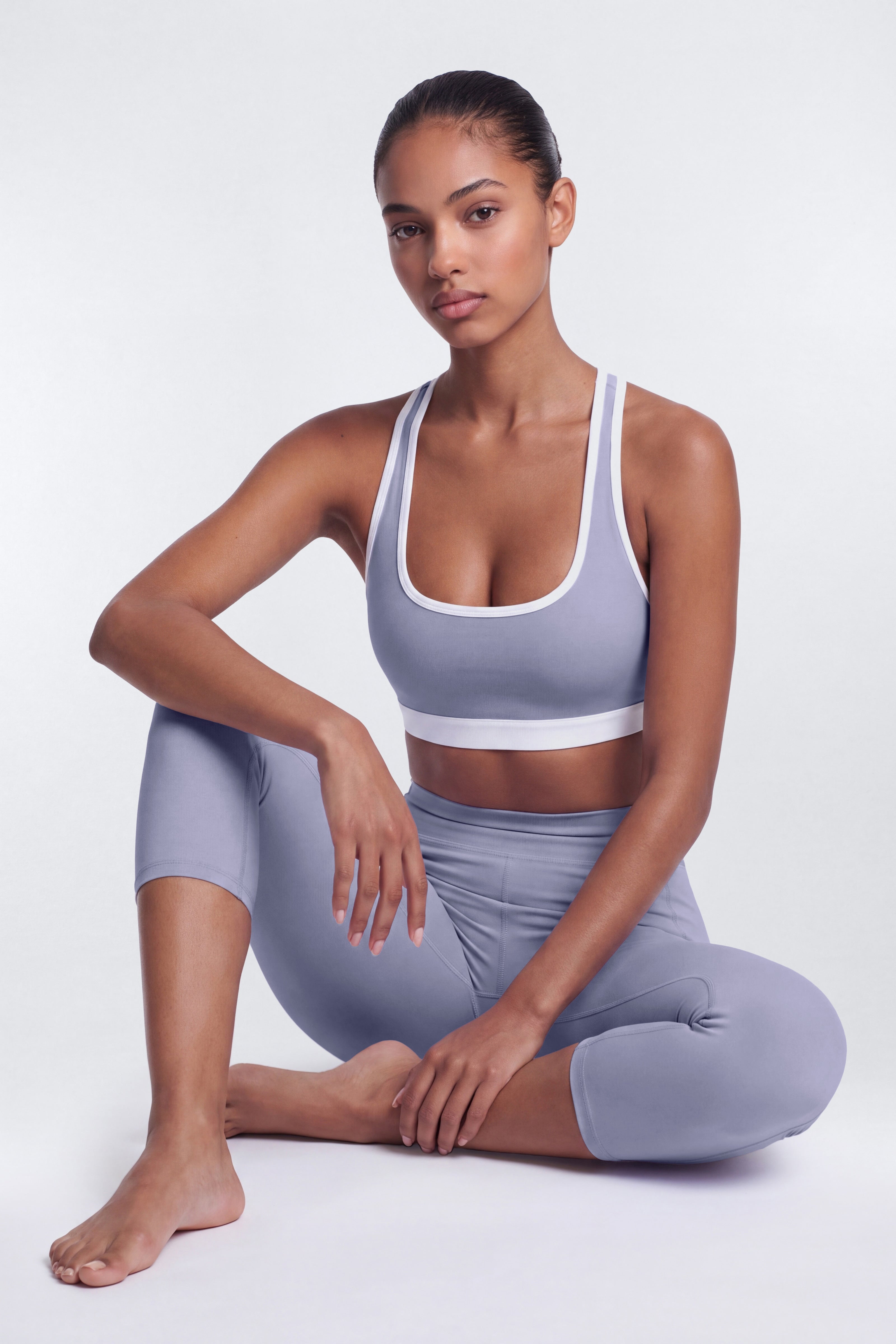 ProStretch™ Contrast Racerback Scoop Neck Sports Bra - Dusty Lavender