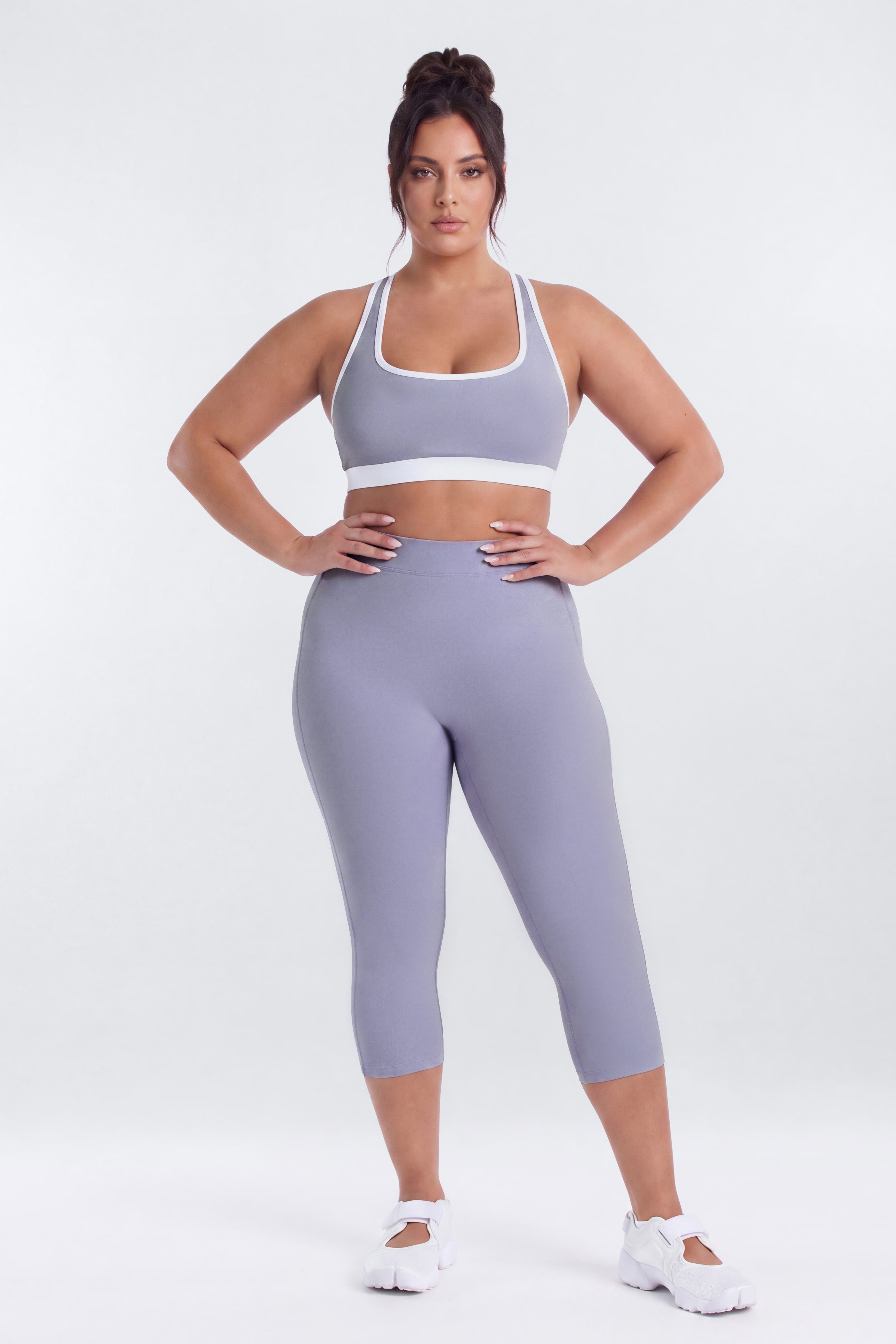 ProStretch™ Contrast Racerback Scoop Neck Sports Bra - Dusty Lavender
