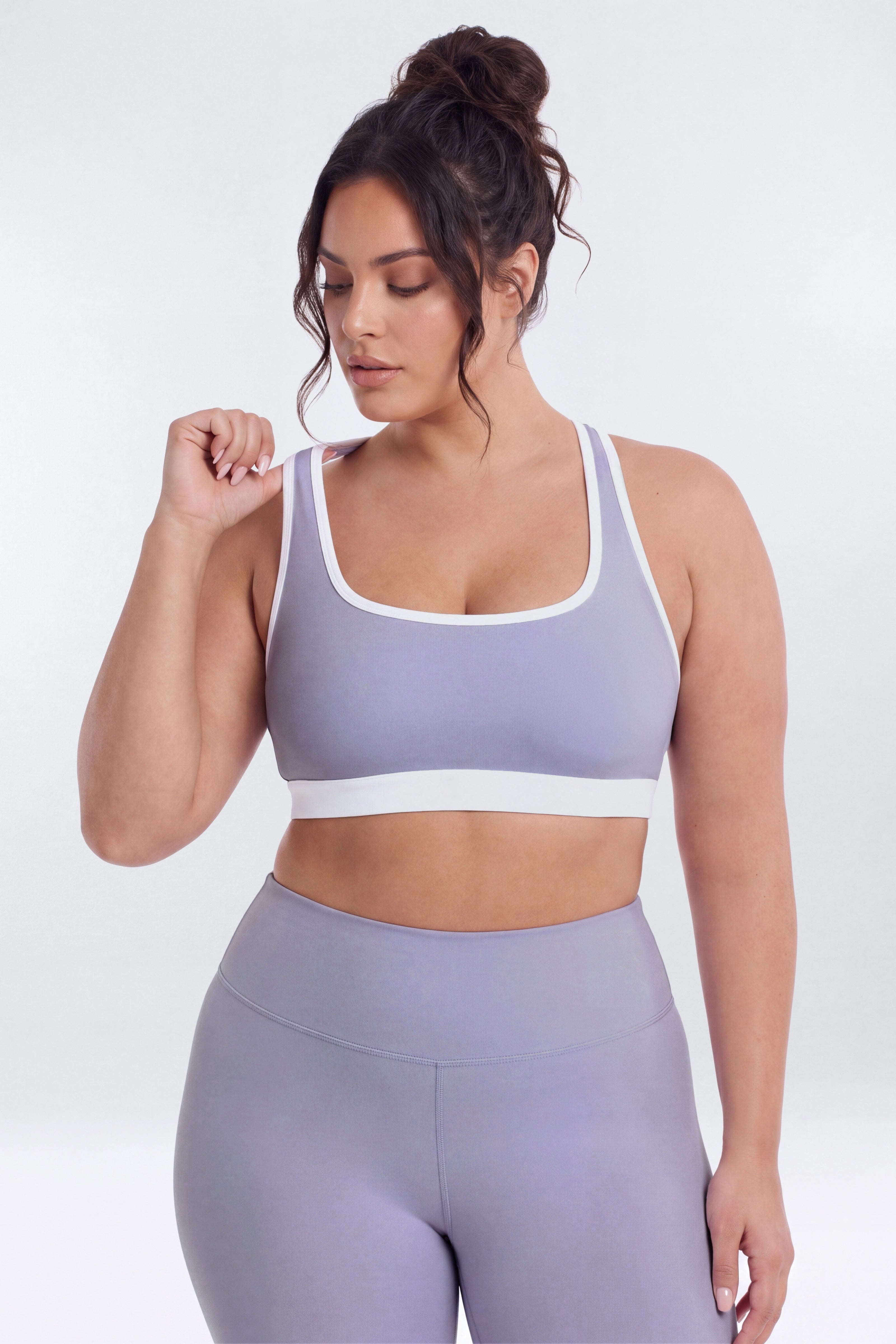 ProStretch™ Contrast Racerback Scoop Neck Sports Bra - Dusty Lavender