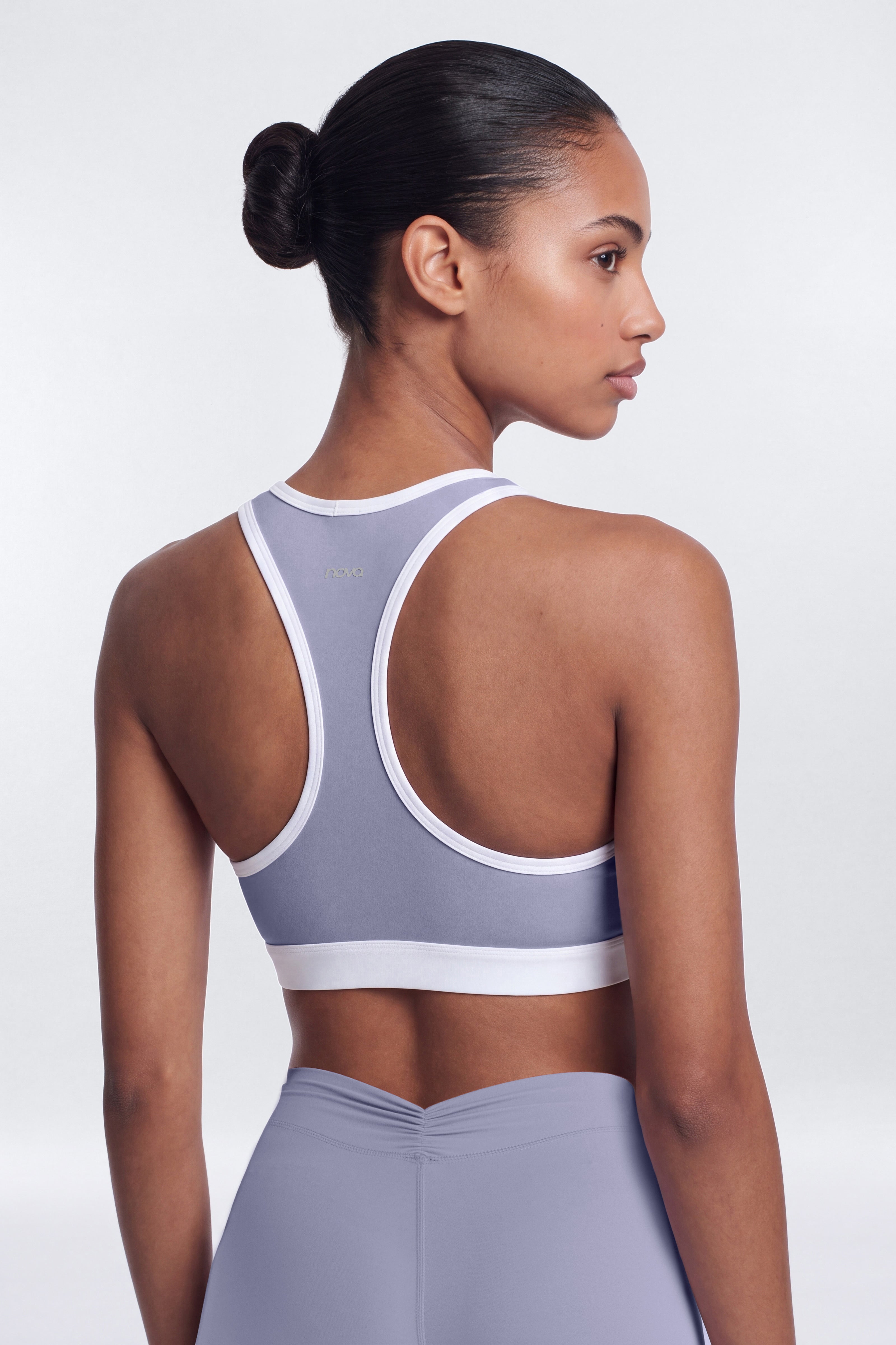ProStretch™ Contrast Racerback Scoop Neck Sports Bra - Dusty Lavender