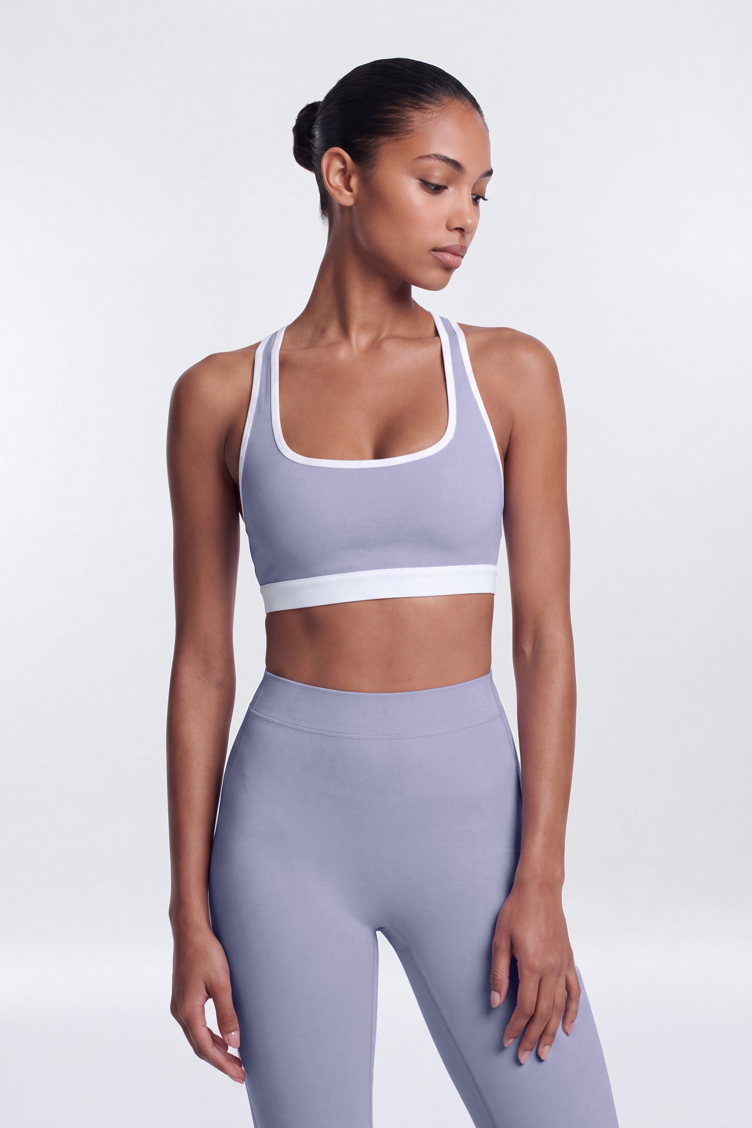 ProStretch™ Contrast Racerback Scoop Neck Sports Bra - Dusty Lavender