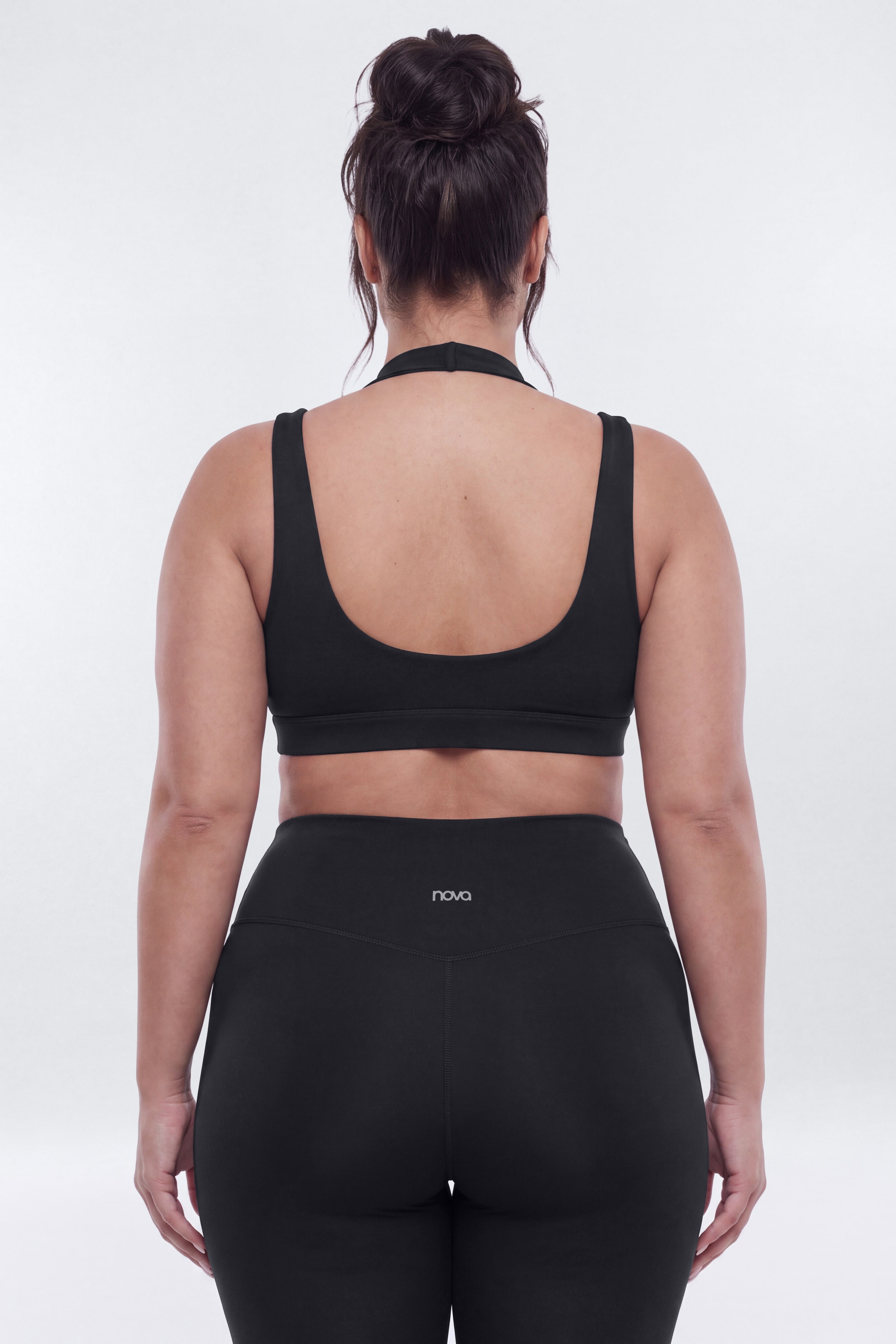 AirSculpt™ Double Halter Sports Bra - Black