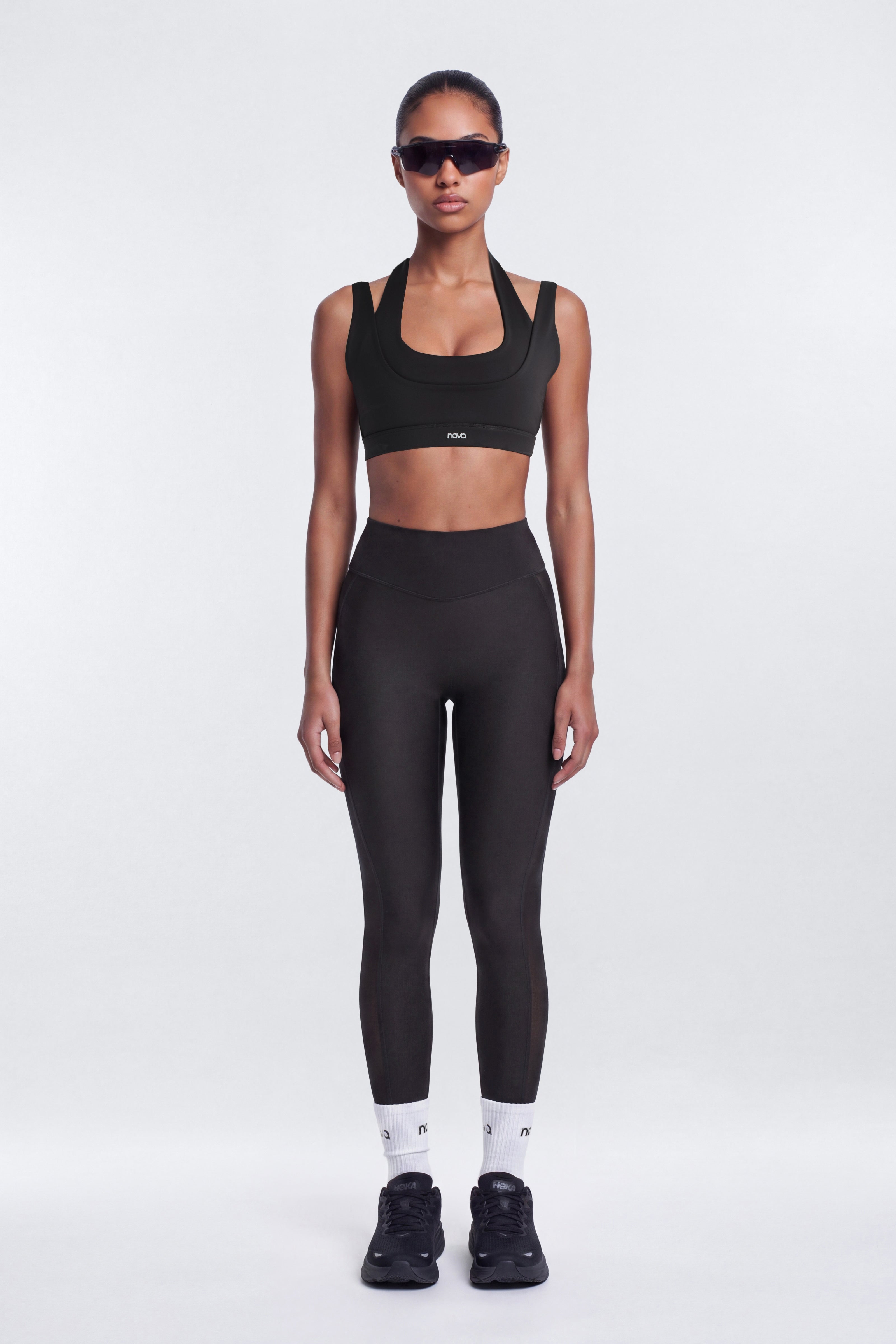 AirSculpt™ 28″ High Rise Mesh Panel Legging - Black