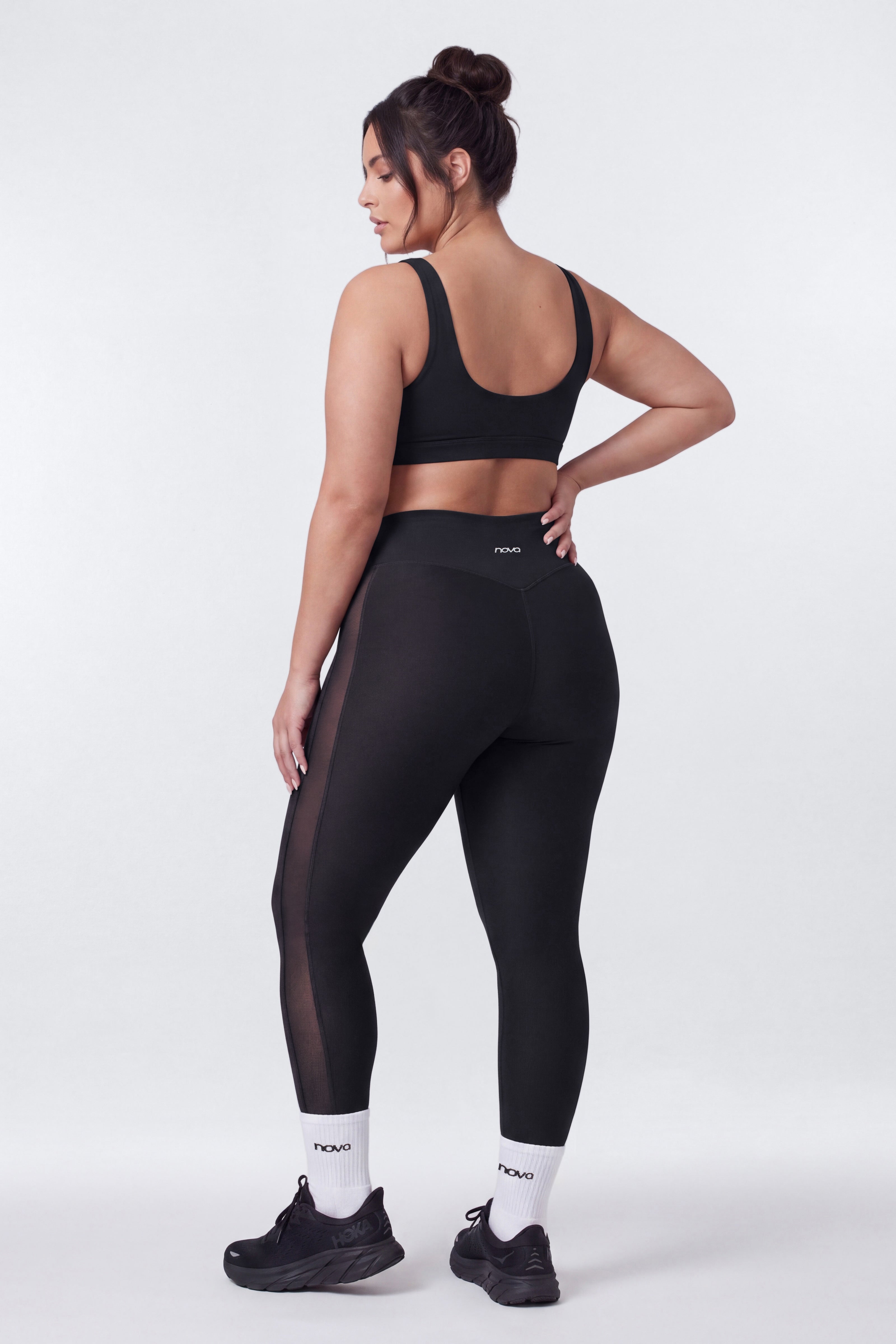 AirSculpt™ 28″ High Rise Mesh Panel Legging - Black