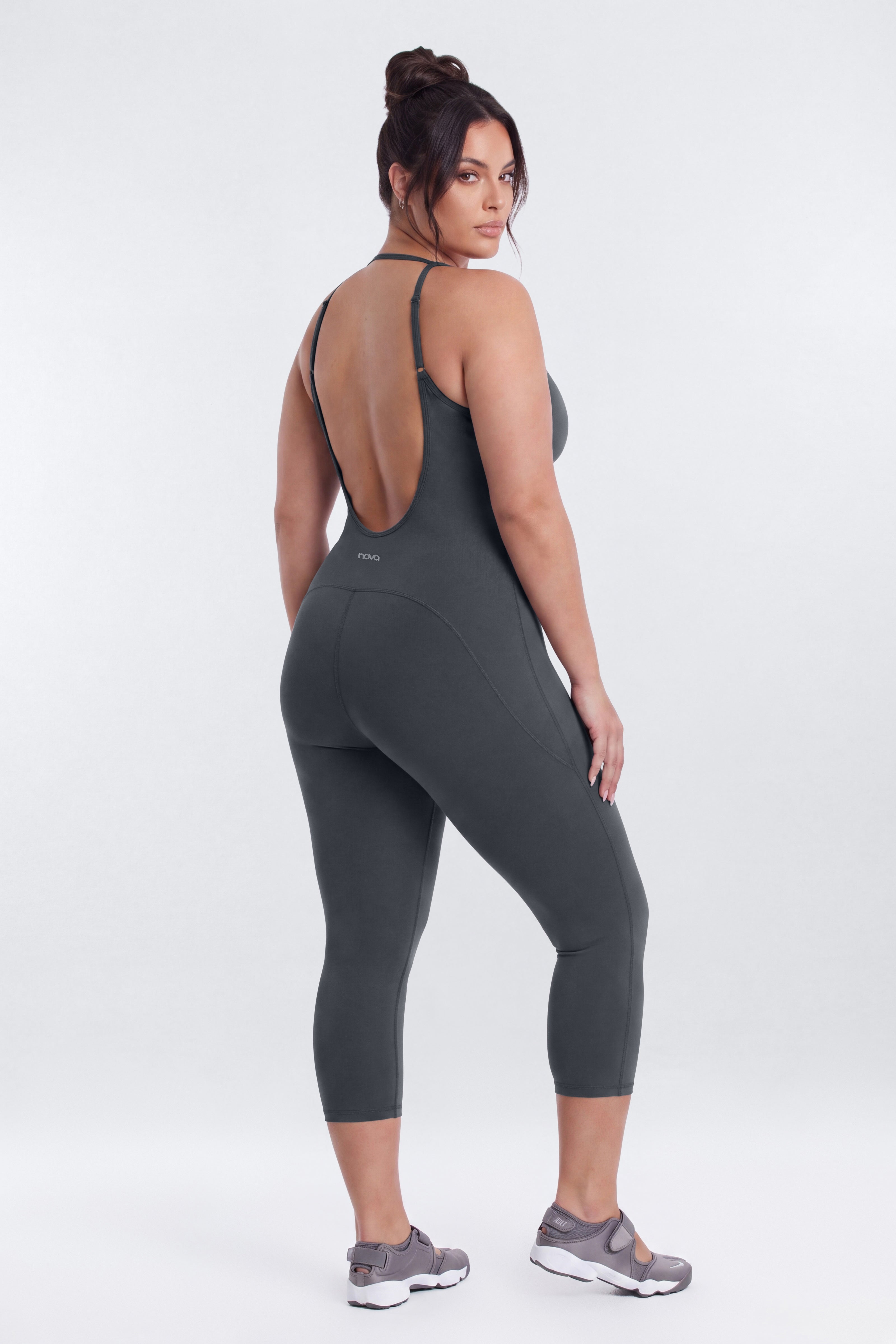 CloudForm™ 17″ Scoop Neck Capri Jumpsuit - Carbon