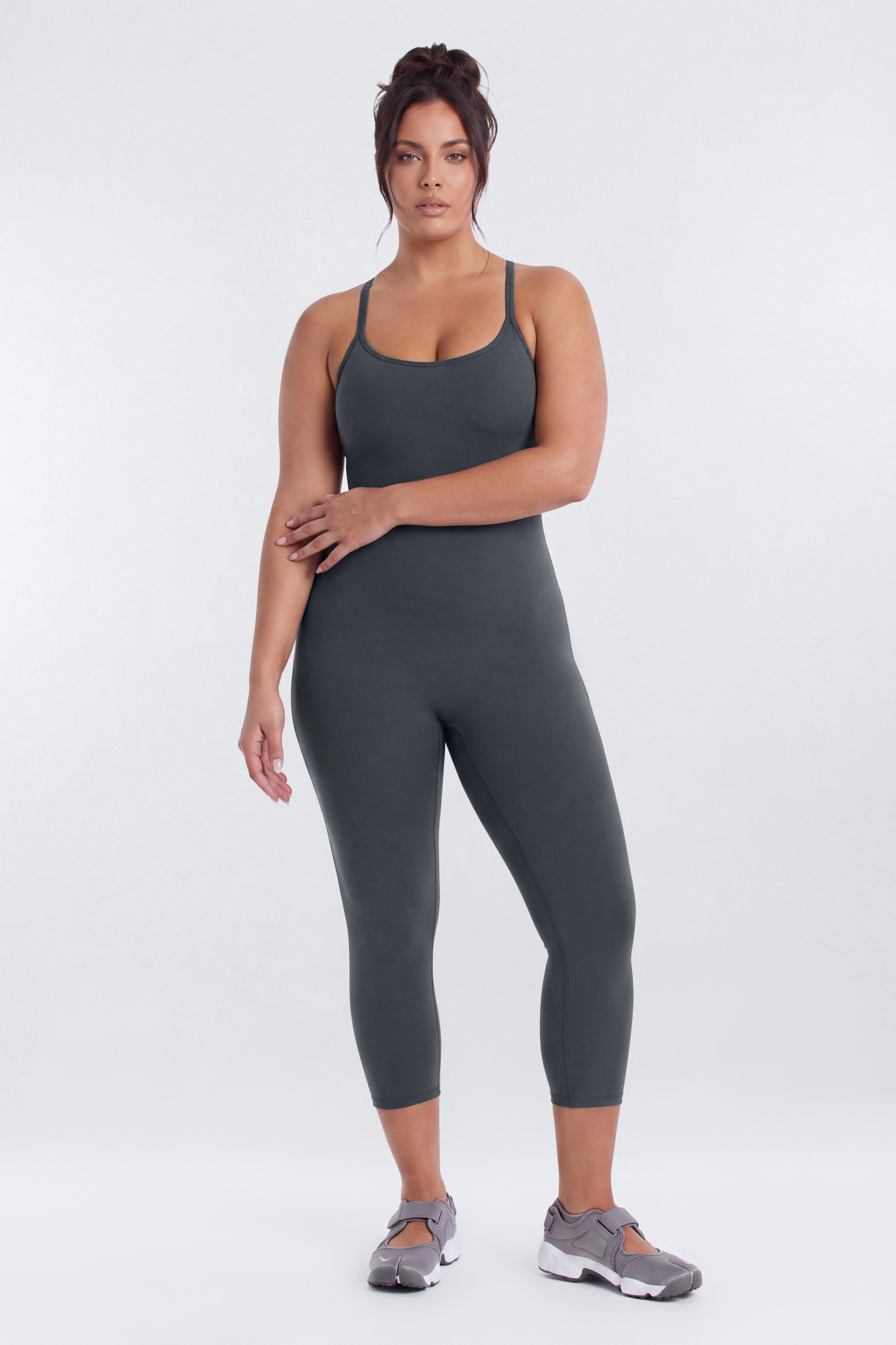 CloudForm™ 17″ Scoop Neck Capri Jumpsuit - Carbon