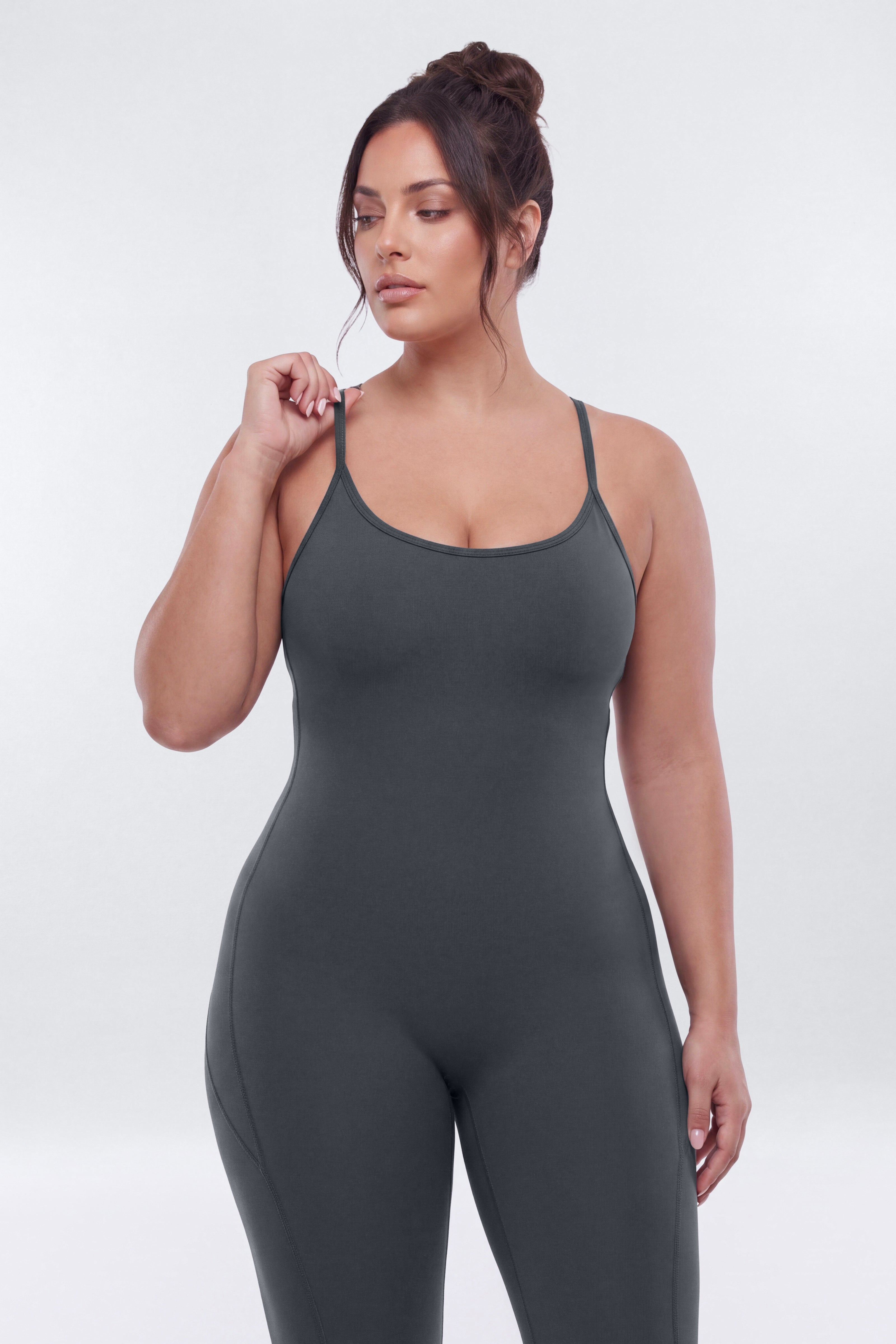 CloudForm™ 17″ Scoop Neck Capri Jumpsuit - Carbon