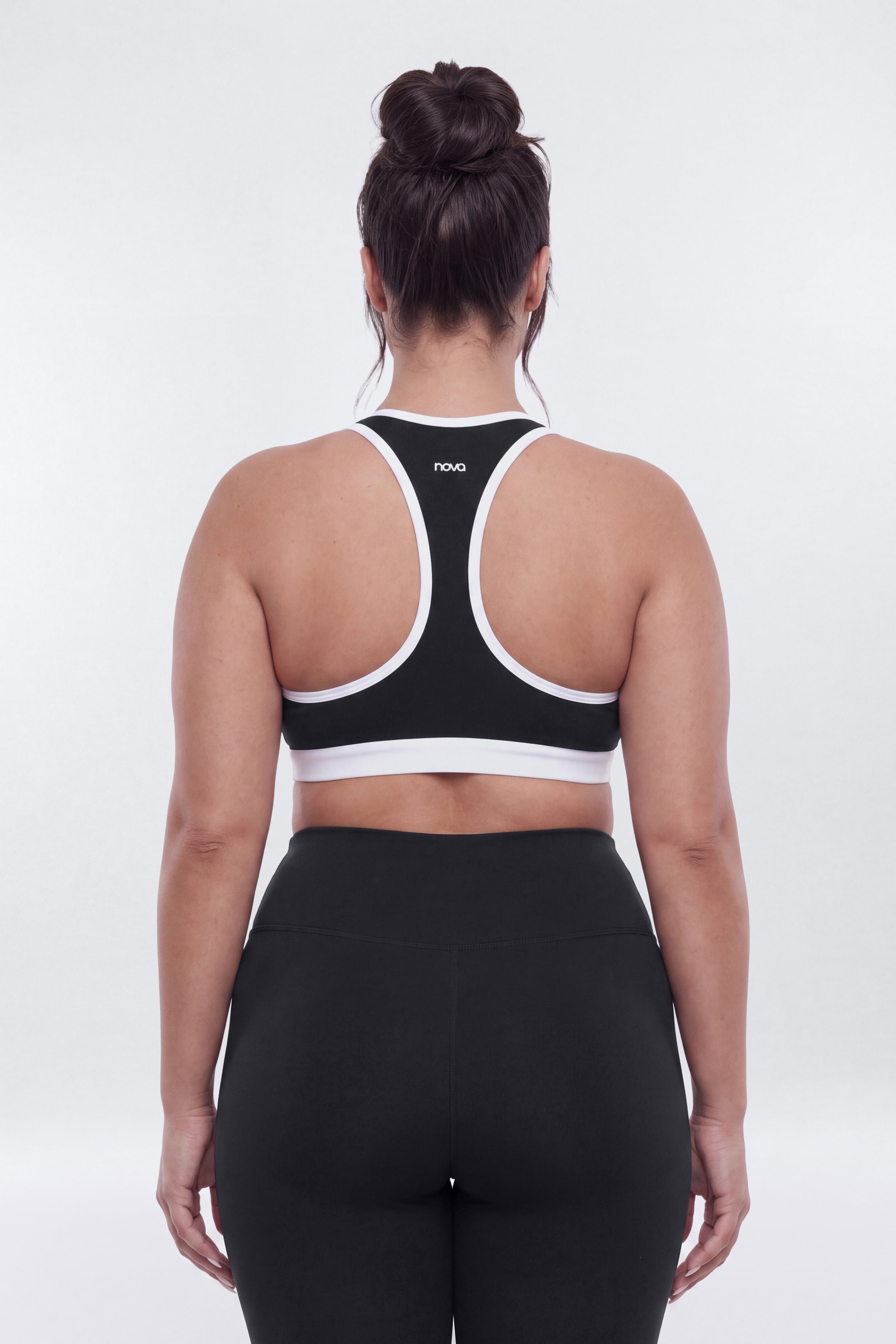ProStretch™ Contrast Racerback Scoop Neck Sports Bra - Black