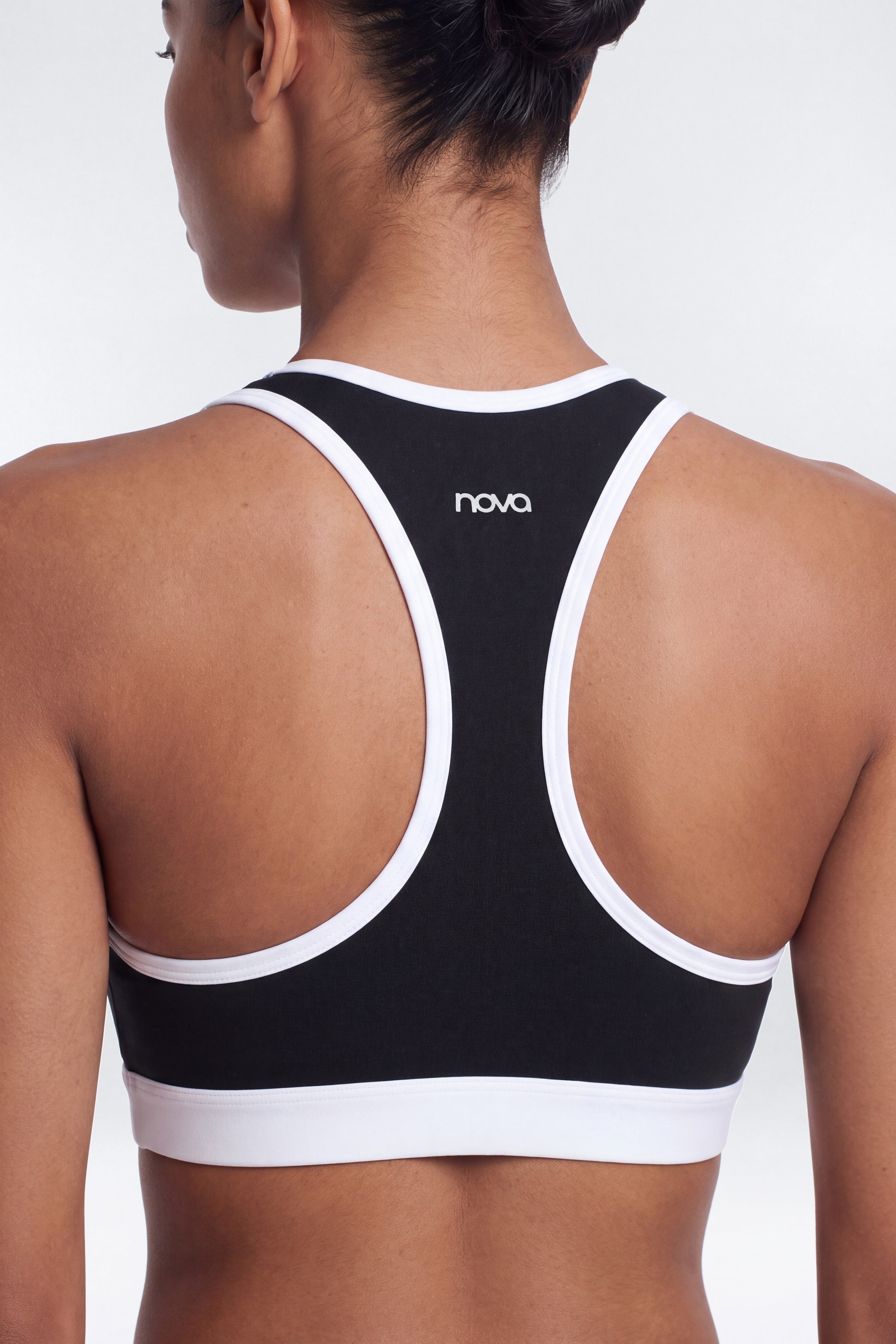 ProStretch™ Contrast Racerback Scoop Neck Sports Bra - Black