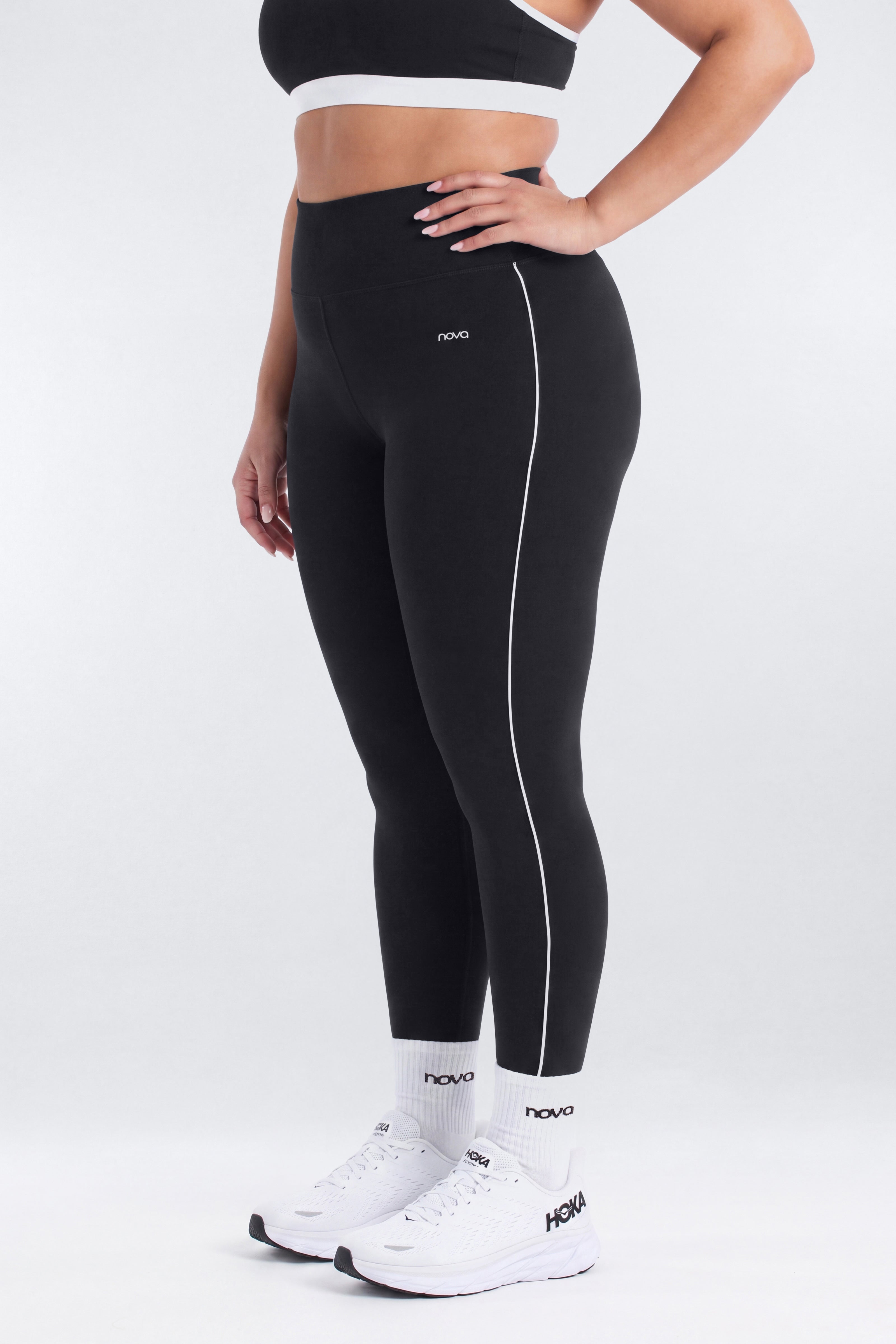 ProStretch™ 28″ Contrast Trim Legging - Black/White