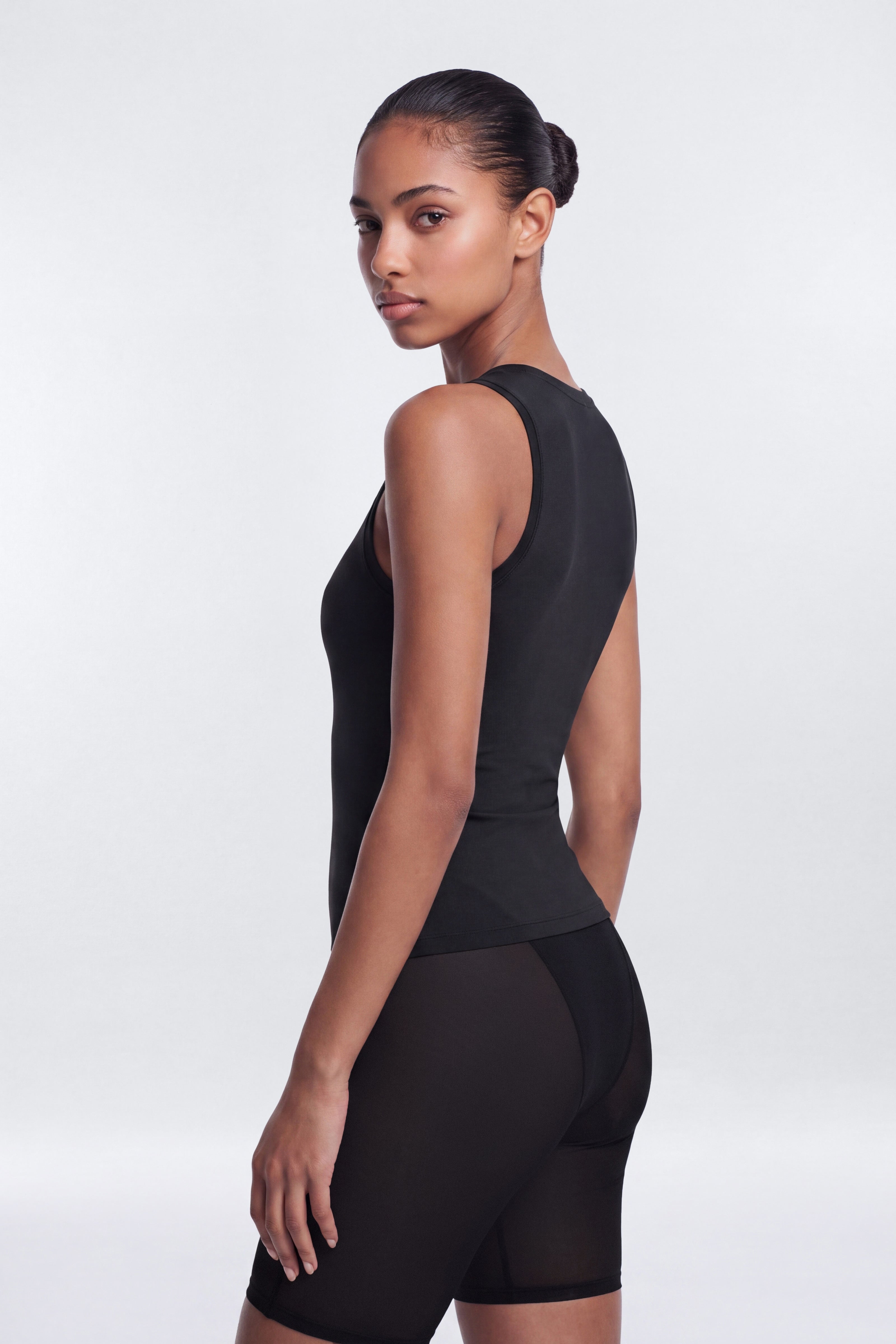 Active Sport Mesh Sleeveless Layering Top - Black