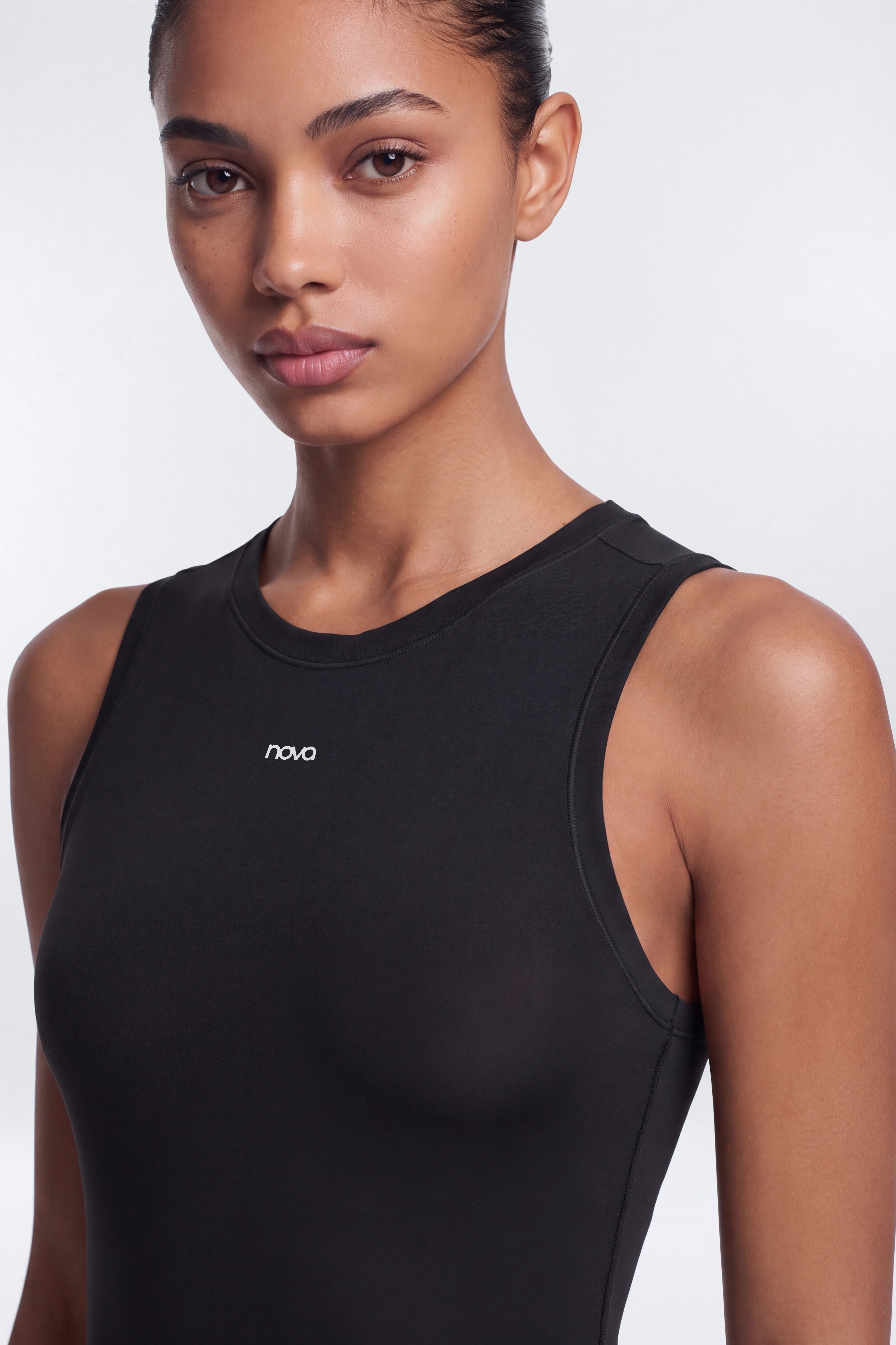 Active Sport Mesh Sleeveless Layering Top - Black