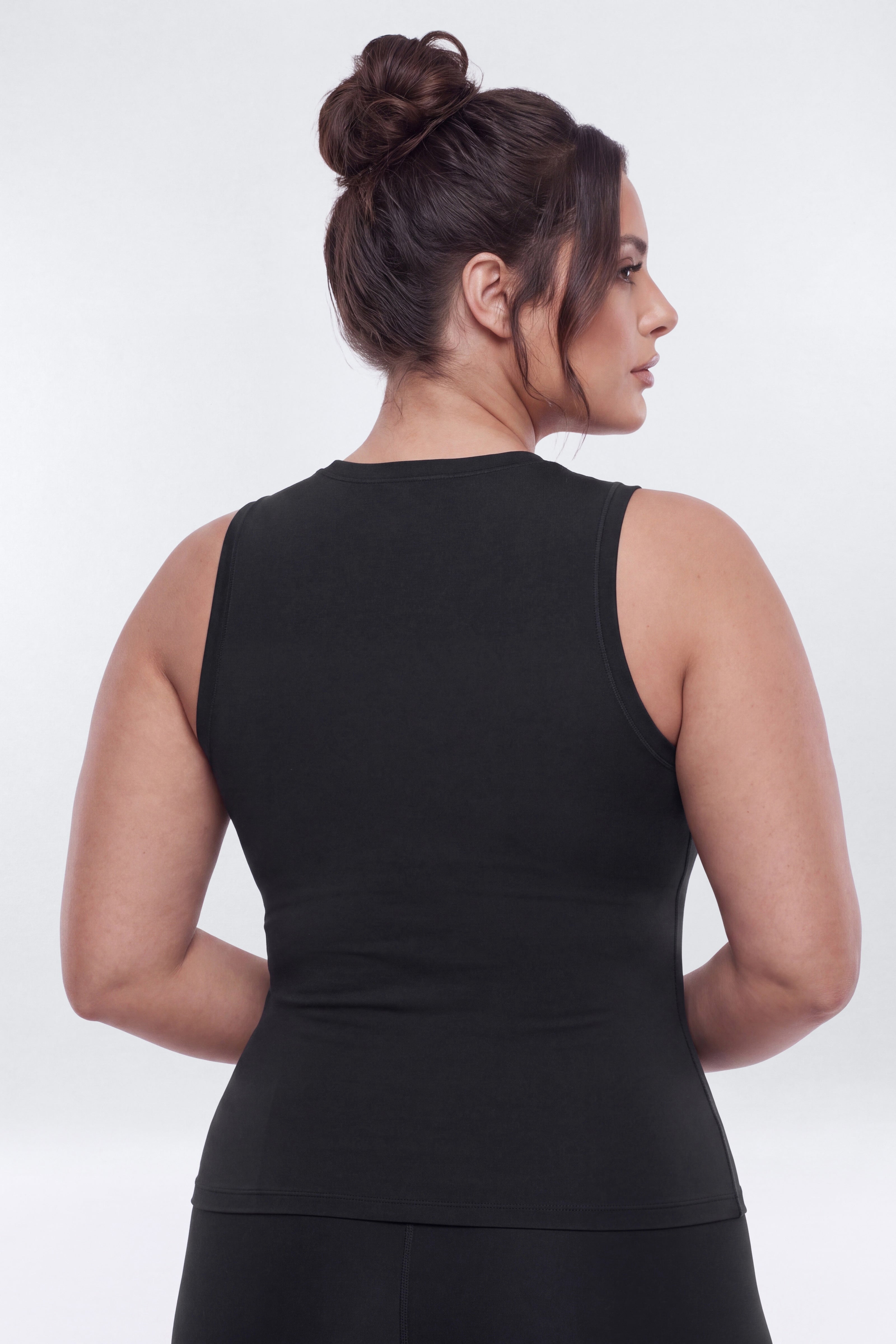 Active Sport Mesh Sleeveless Layering Top - Black