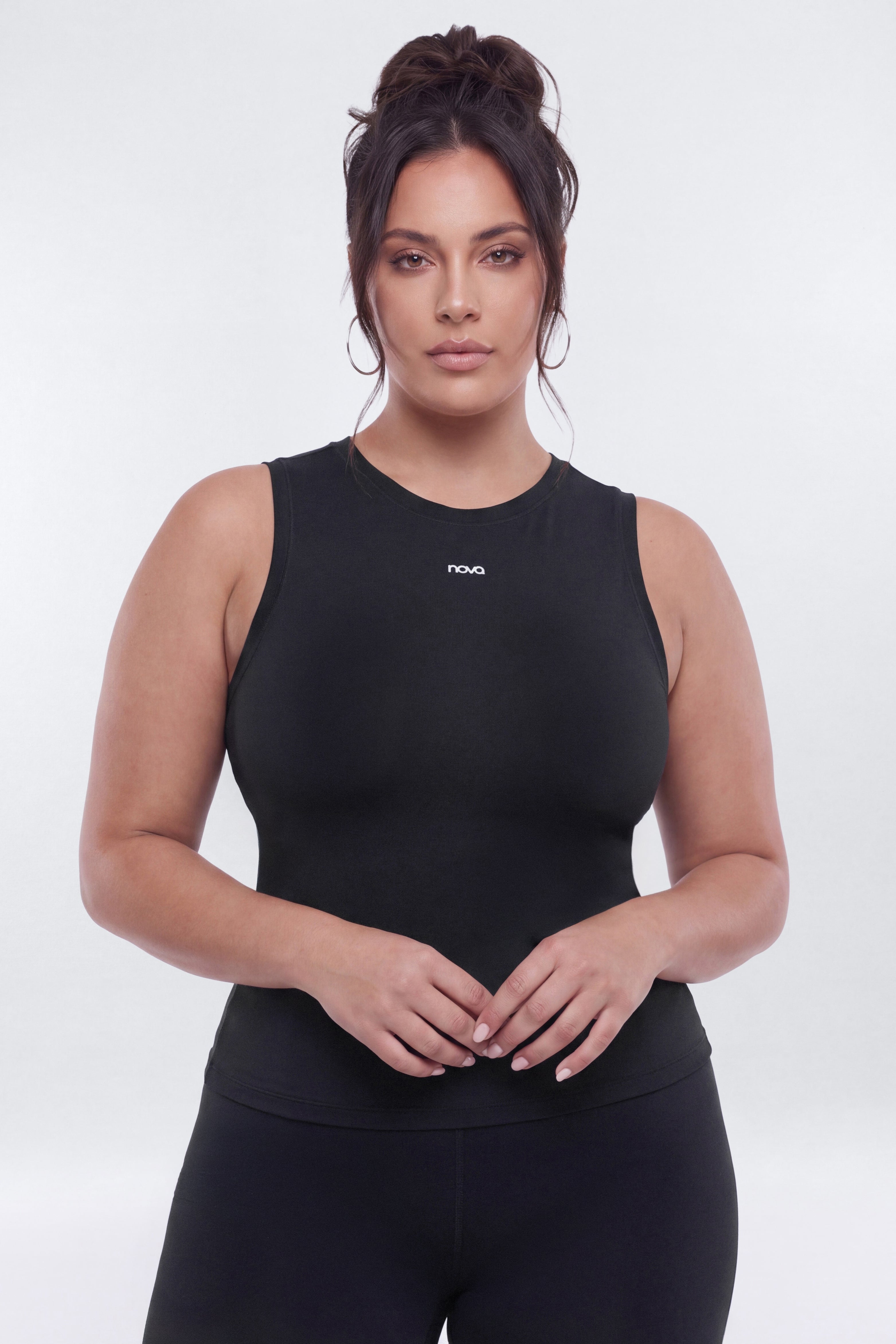 Active Sport Mesh Sleeveless Layering Top - Black