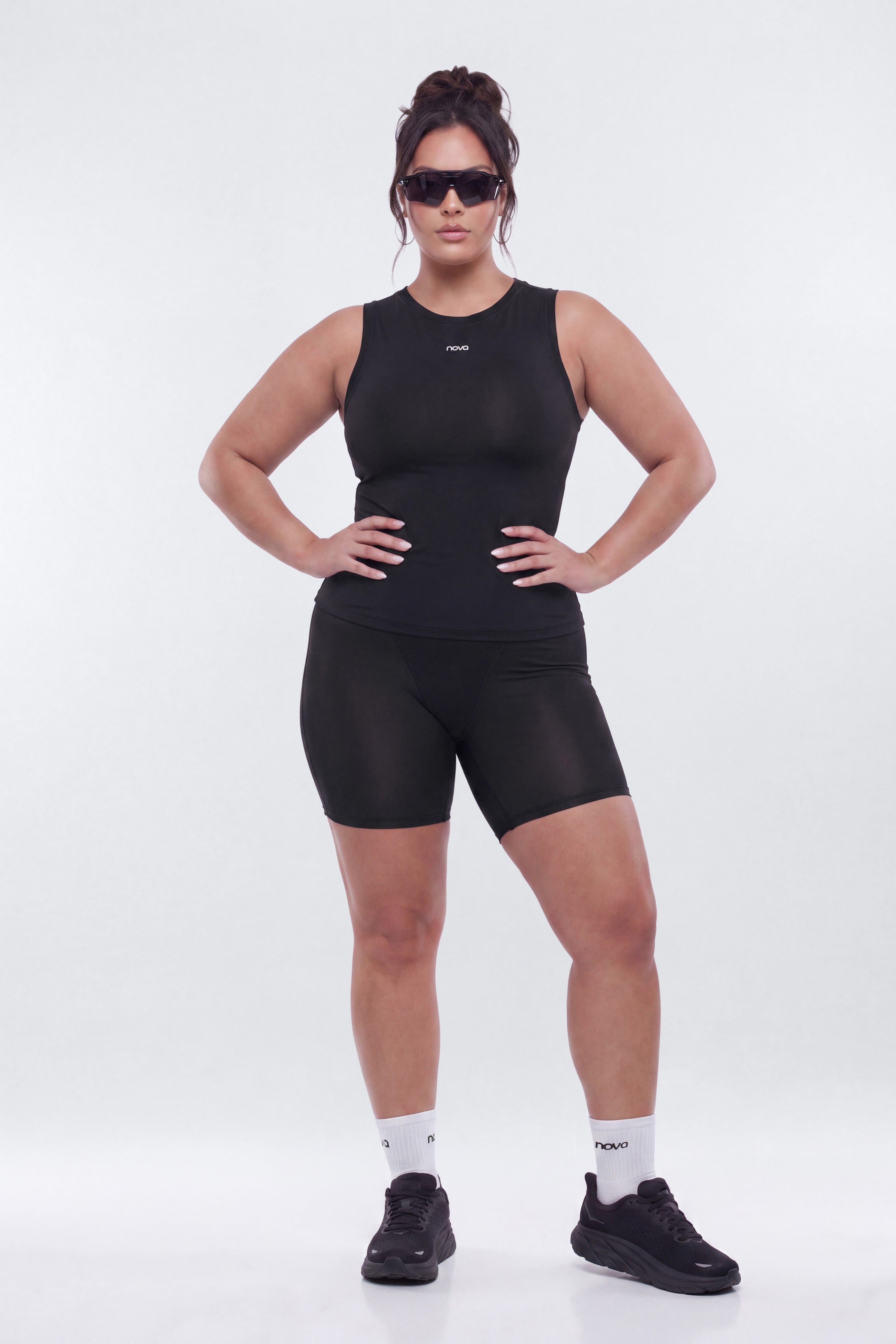 Active Sport Mesh Sleeveless Layering Top - Black