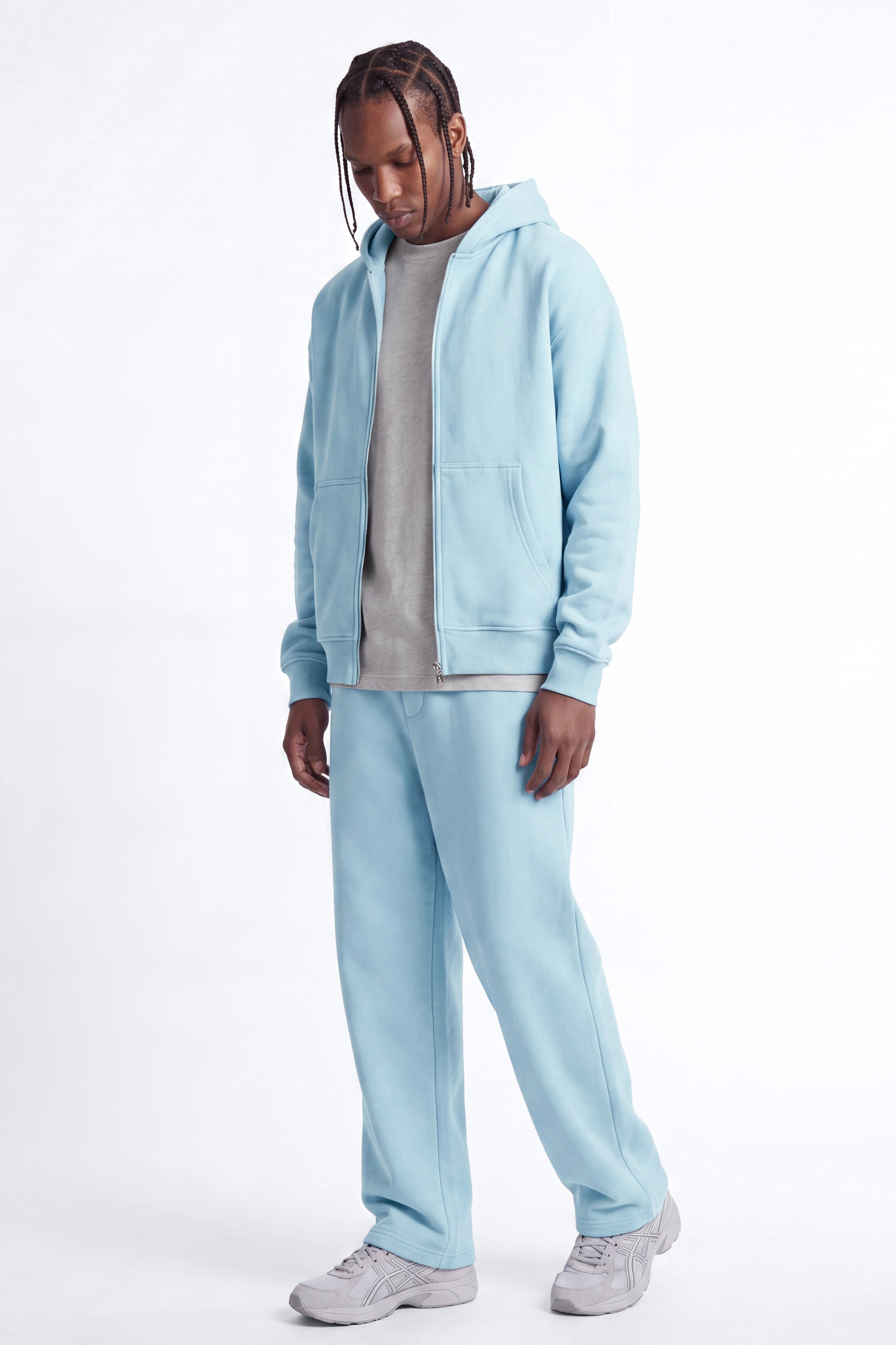 410 Oversized Zip Hoodie - Light Blue