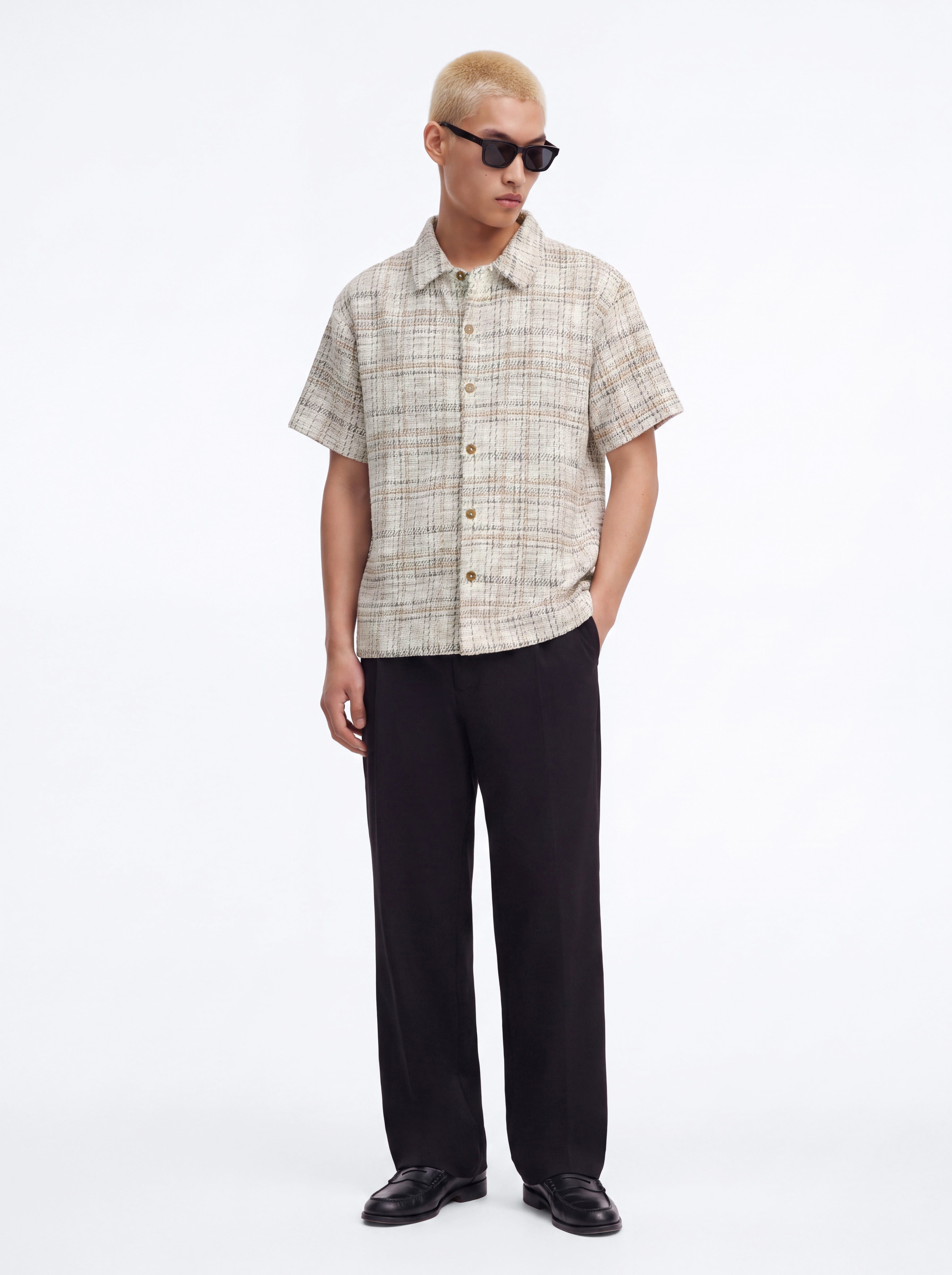 Rodeo Boucle Button Up Shirt - Cream/combo