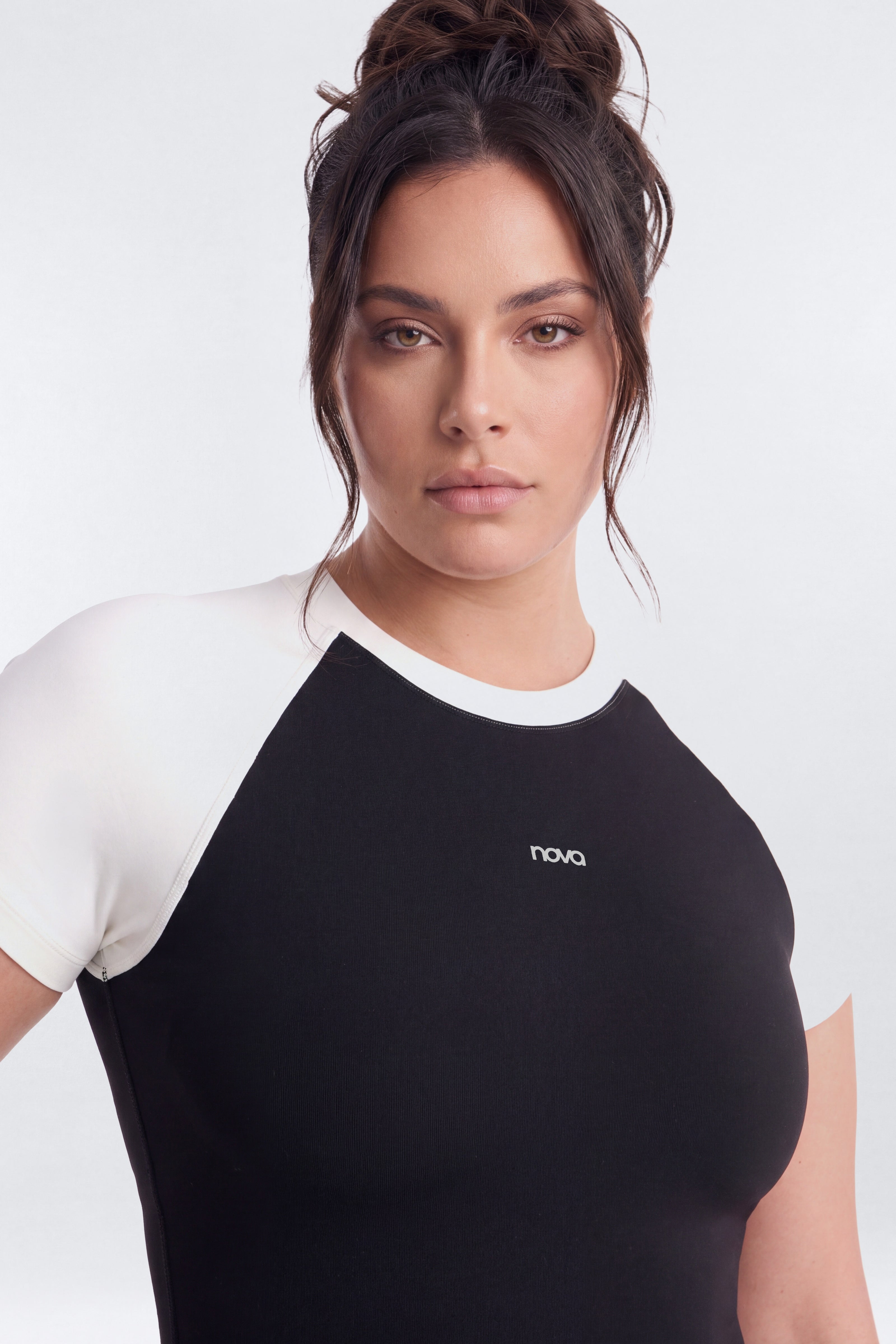 ProStretch™ 3″ Short Sleeve Colorblock Romper - Black/White