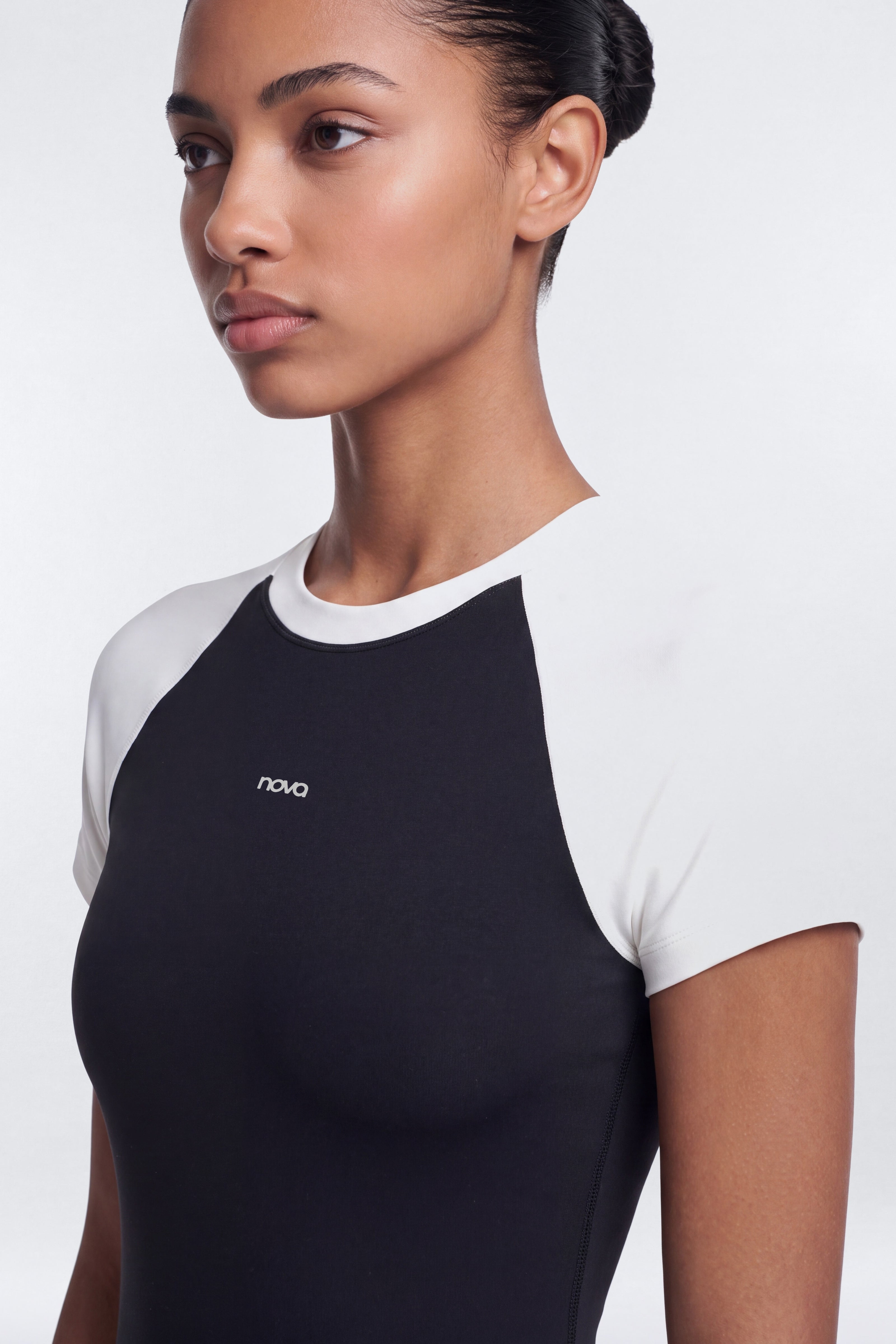 ProStretch™ 3″ Short Sleeve Colorblock Romper - Black/White