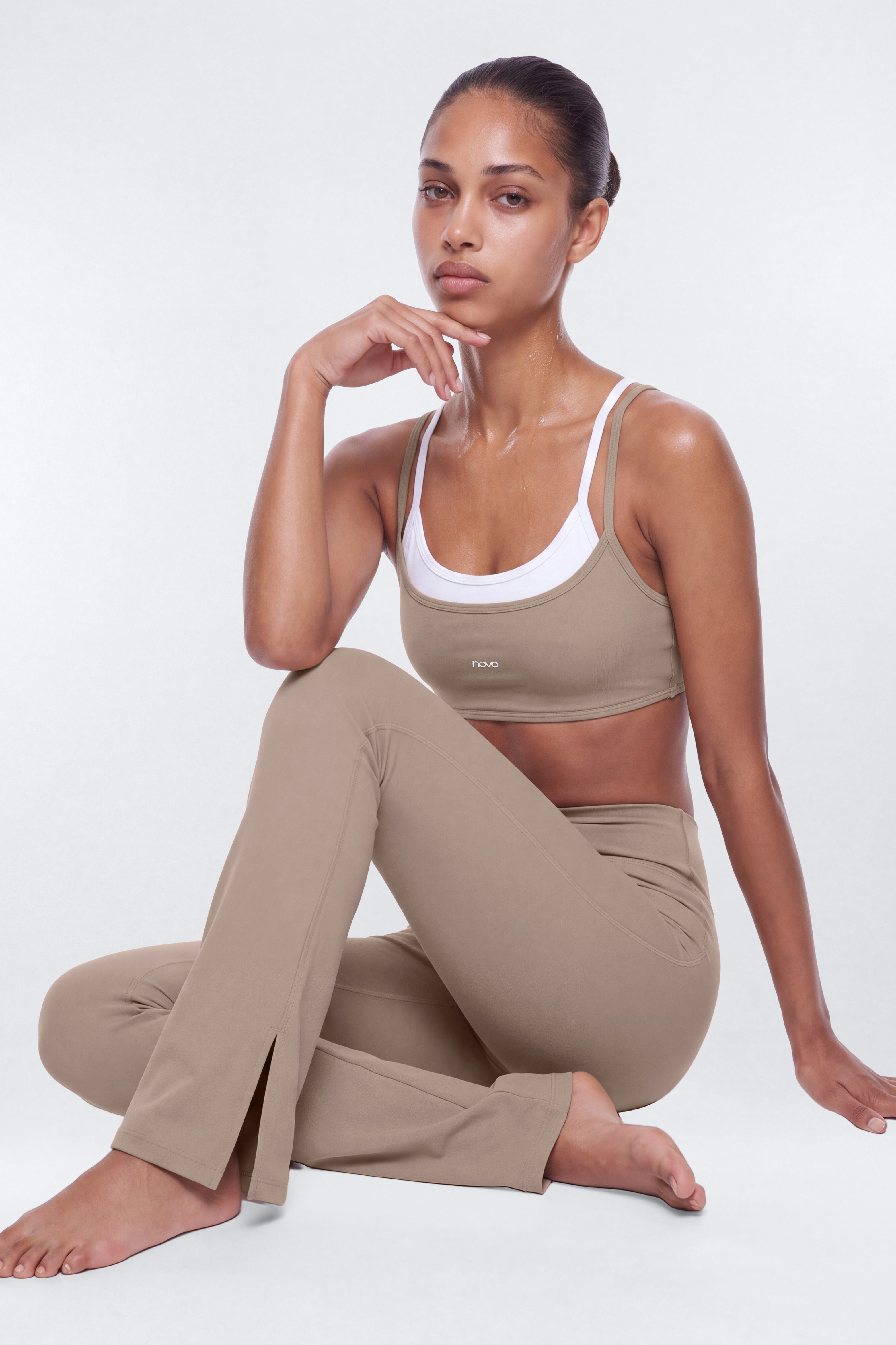 ProStretch™ 32″ Midrise Flare Legging - Taupe