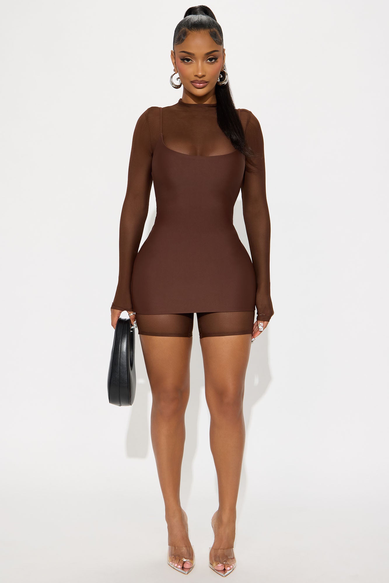 Anya Form 2 Piece Double Lined Mini Dress - Chocolate