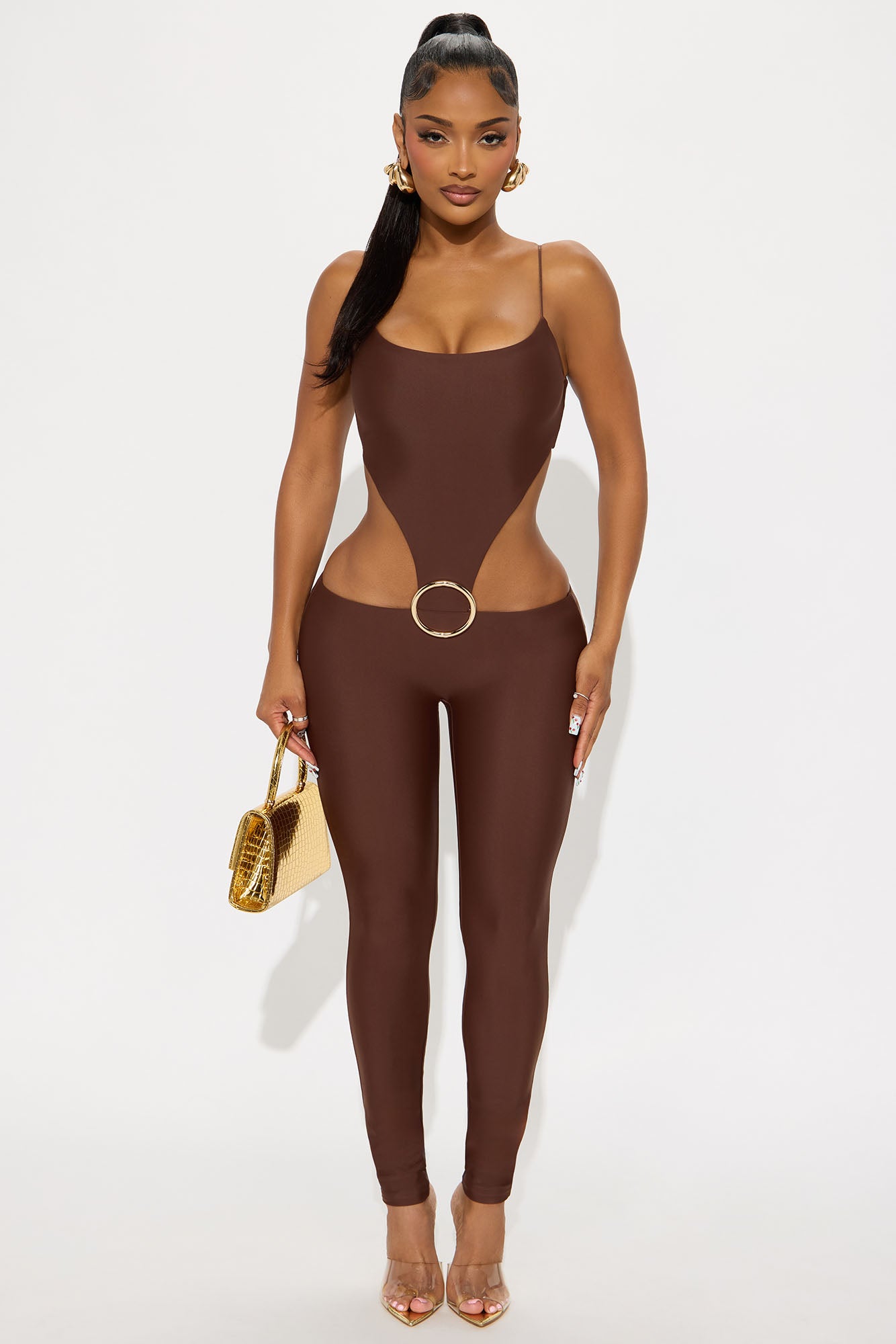 Maren Form Double Lined Jumpsuit - Chocolate