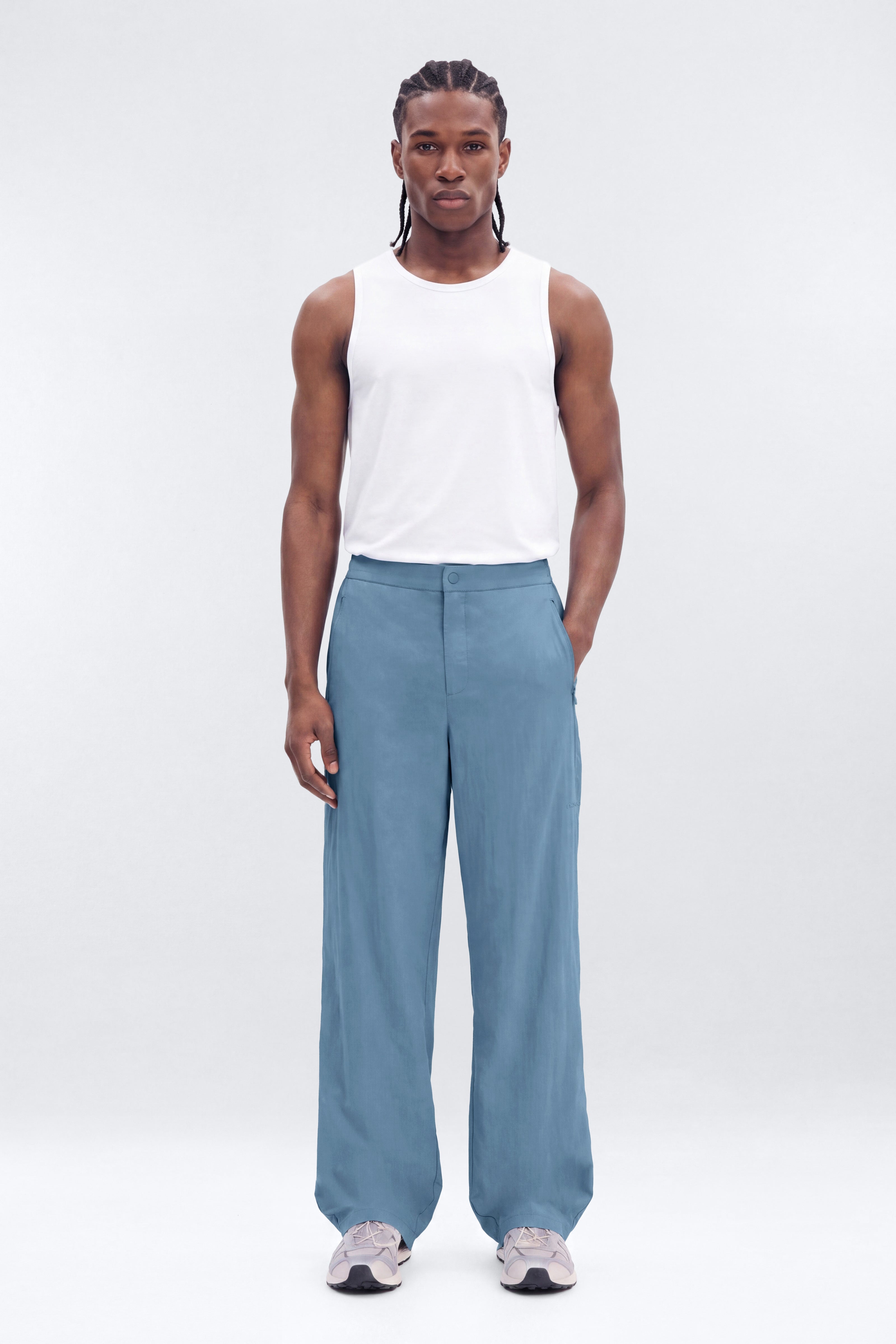 CoreNylon 32″ Front Snap Active Pants - Soft Indigo