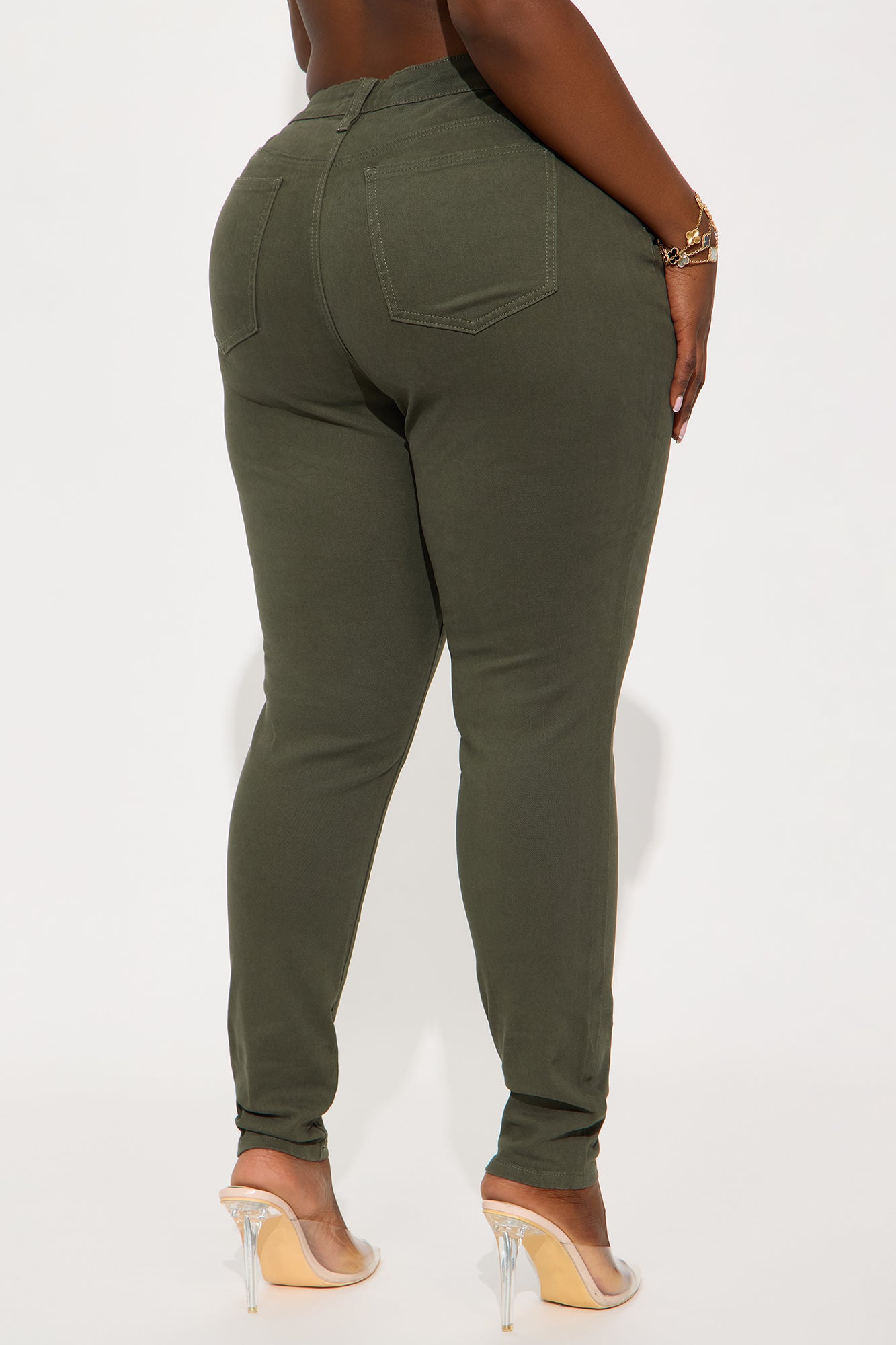 Skinny Uniform Pants - Military Green