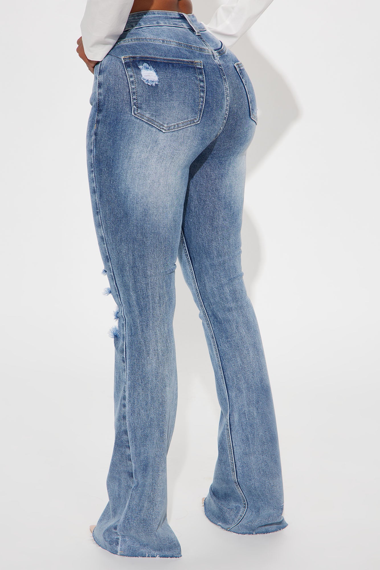 Tall Certifiable Stretch Ripped Flare Jeans - Light Wash image 7