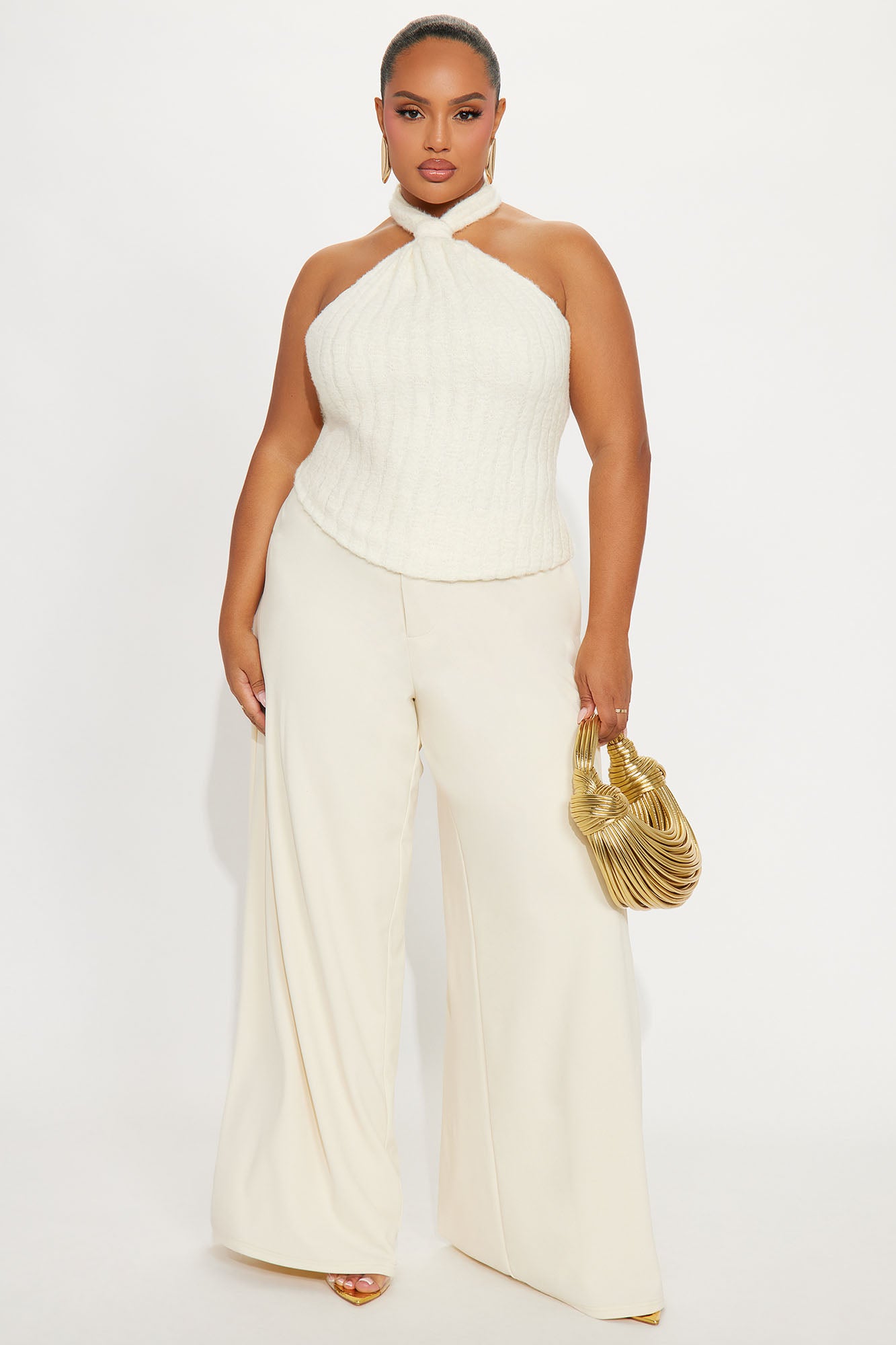 Gypsy Fuzzy Sweater Halter Top - Cream