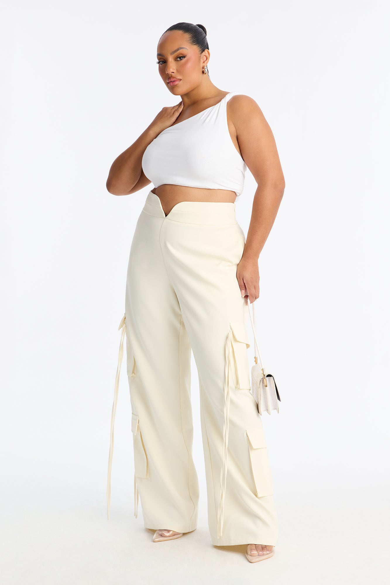Morgan V Waist Cargo Pants 33 - Ivory