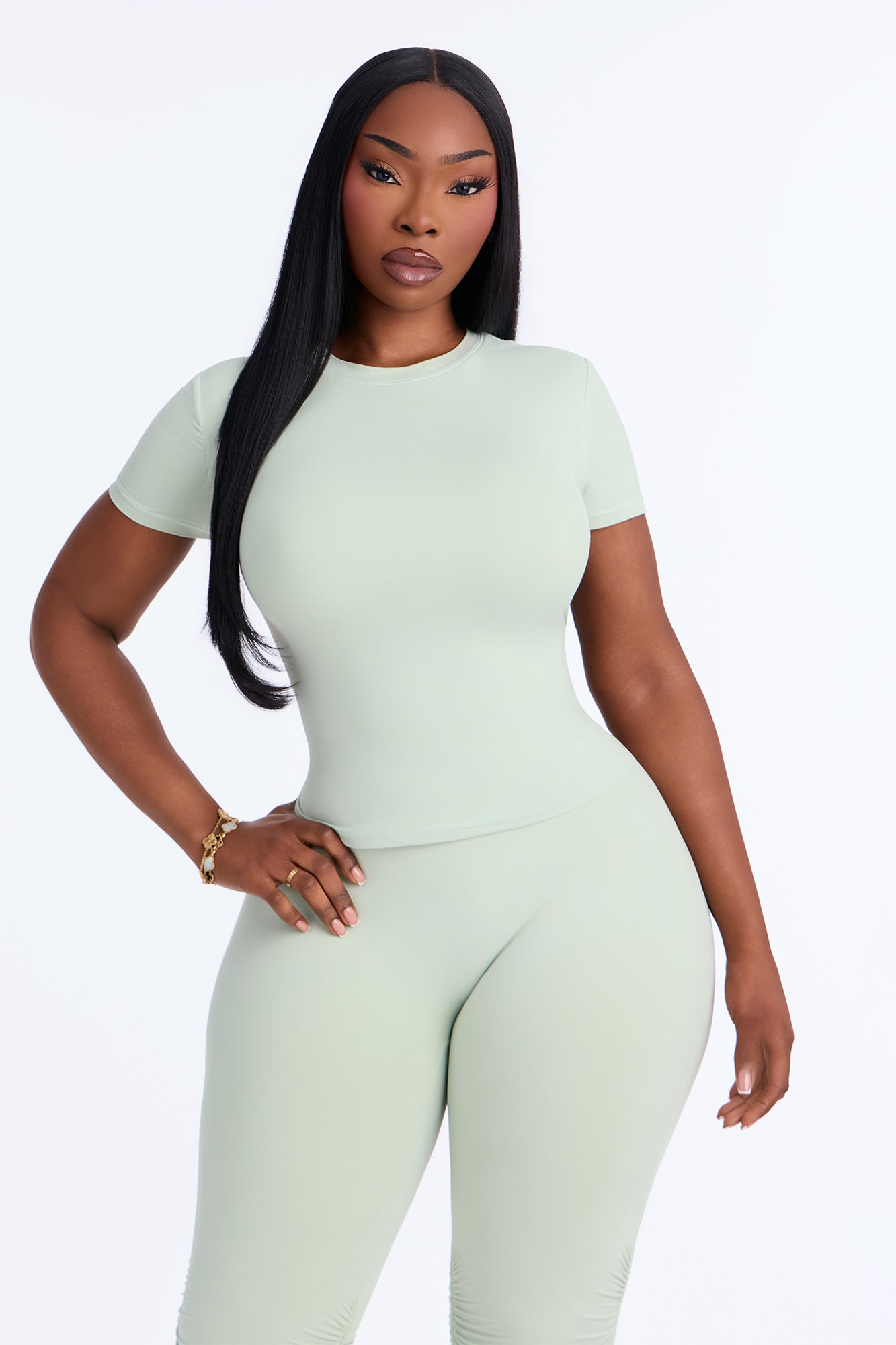 Second Skin Double Lined Short Sleeve Top - Mint