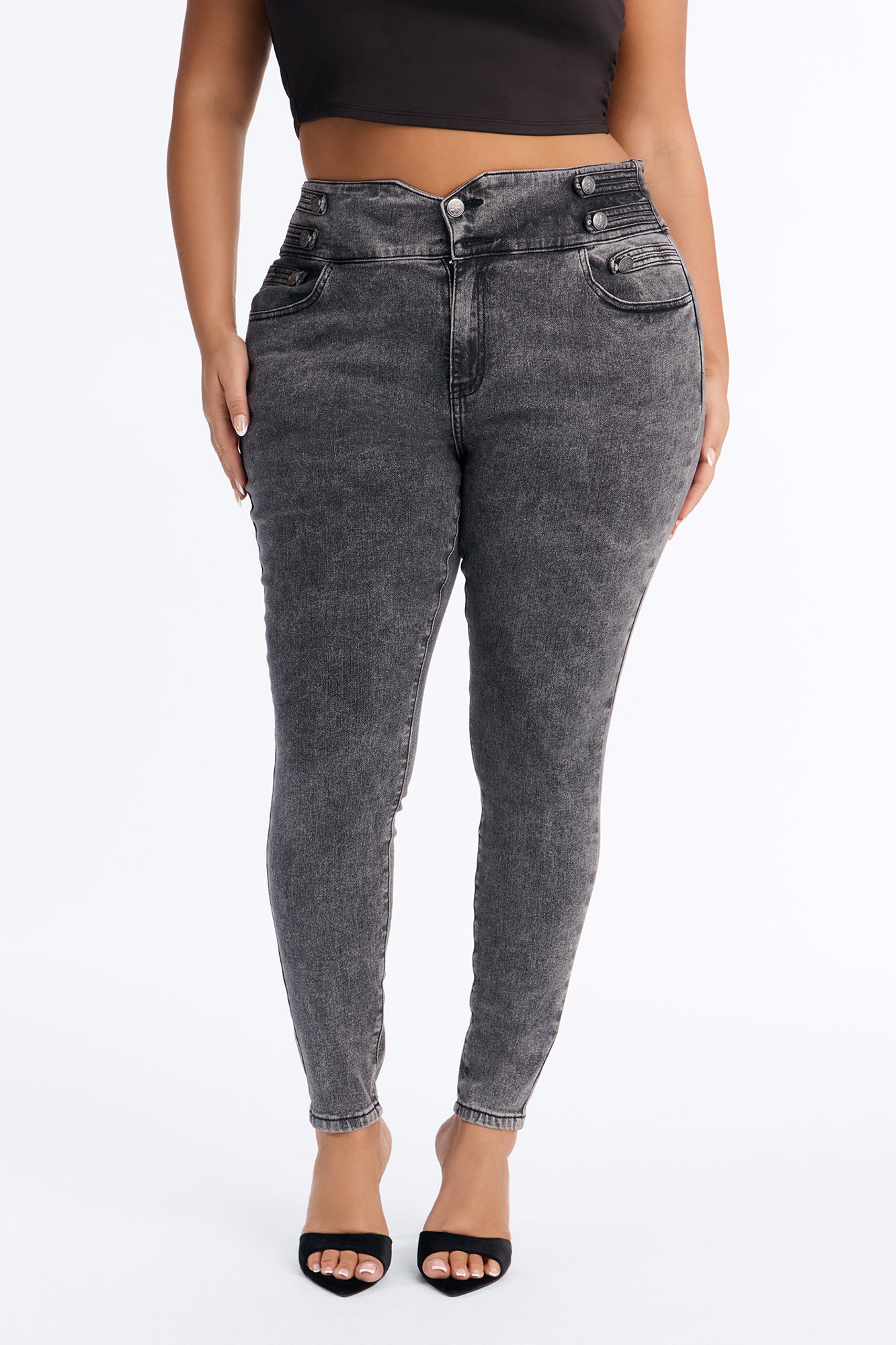 Midnight Empress High Rise Stretch Skinny Jeans - Black Wash image 2