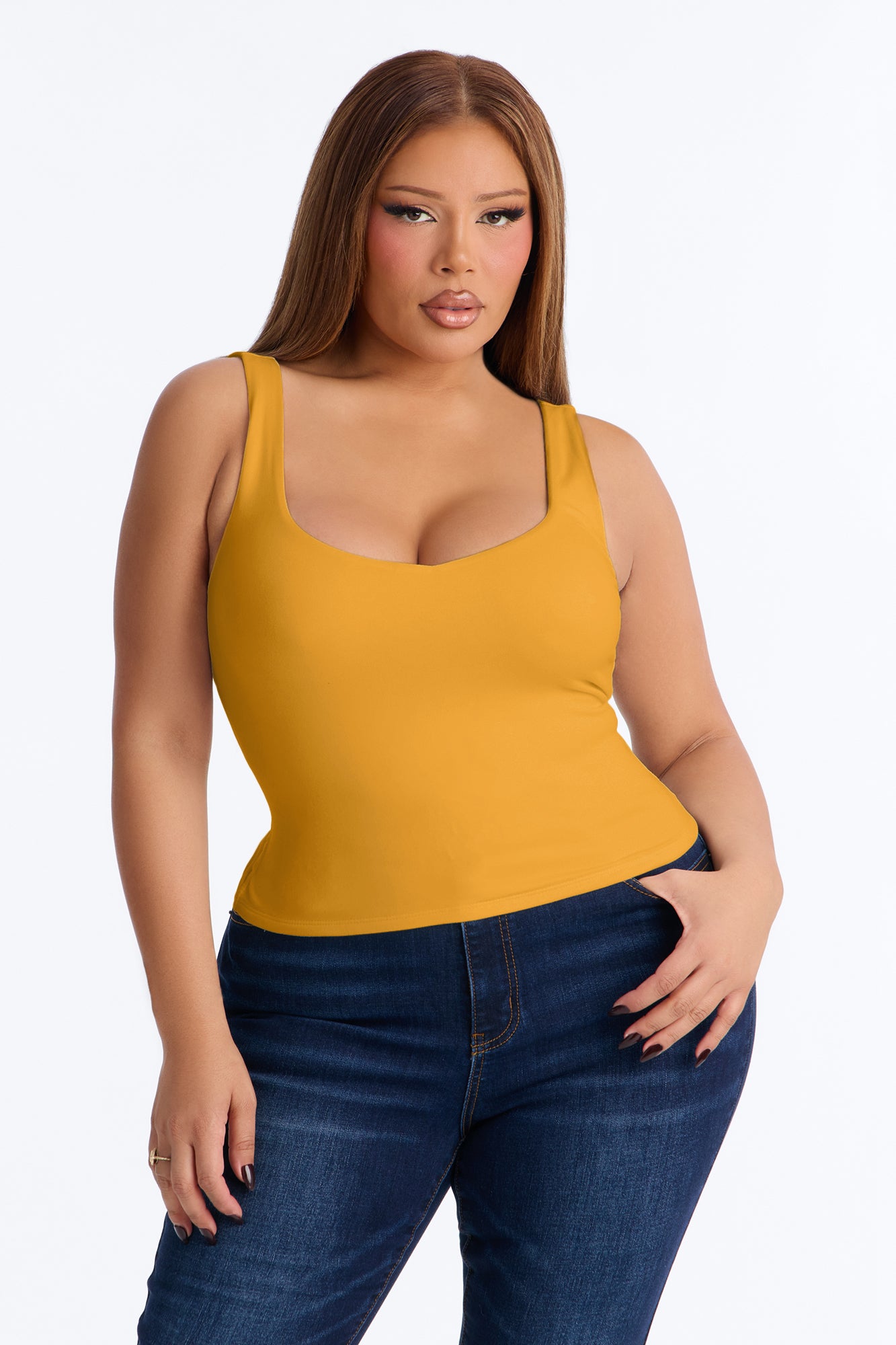 Quinn Double Lined Tank Top - Honey